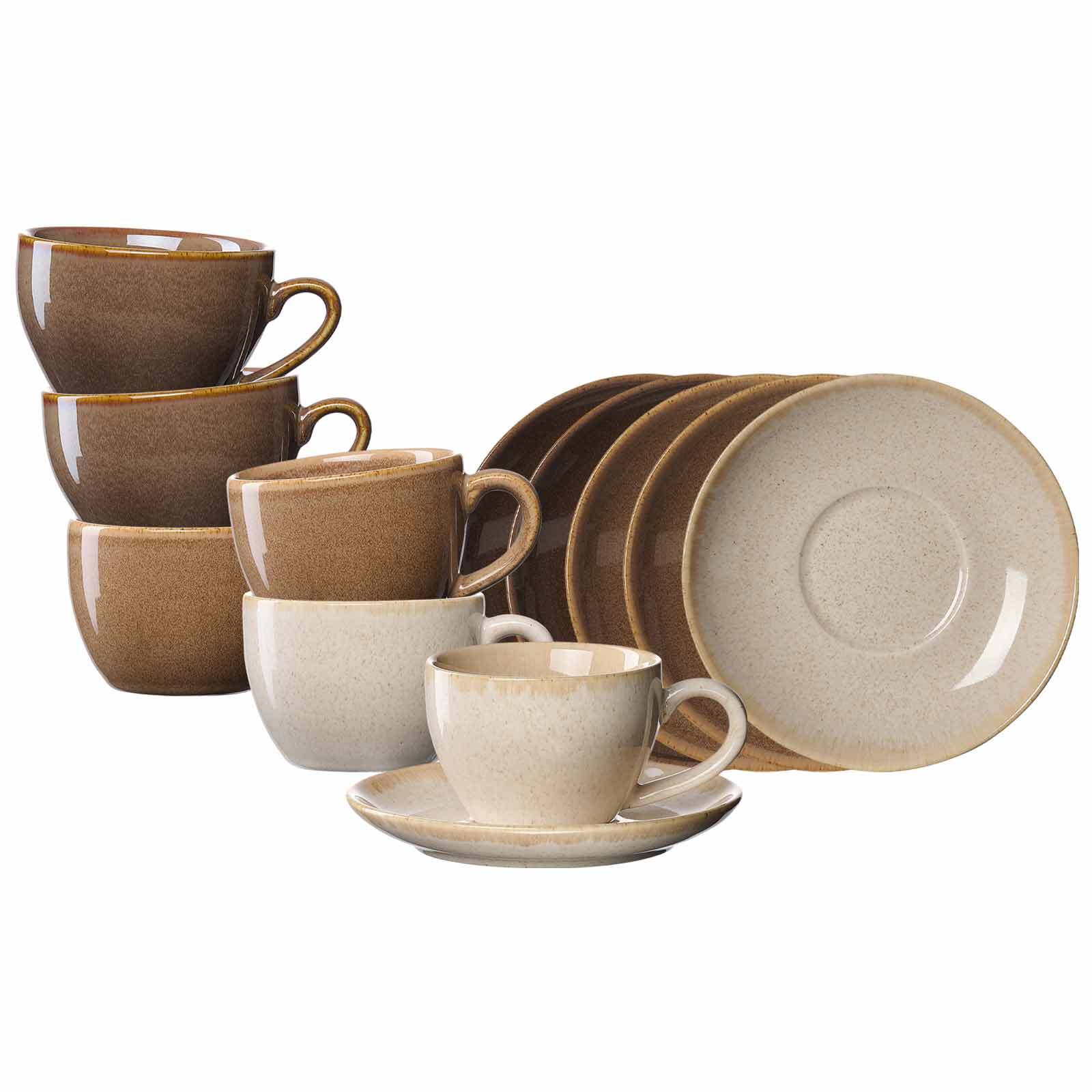 Ritzenhoff & Breker Kaffeetassen mit Untertassen Sahara 230 ml 6er Set 
