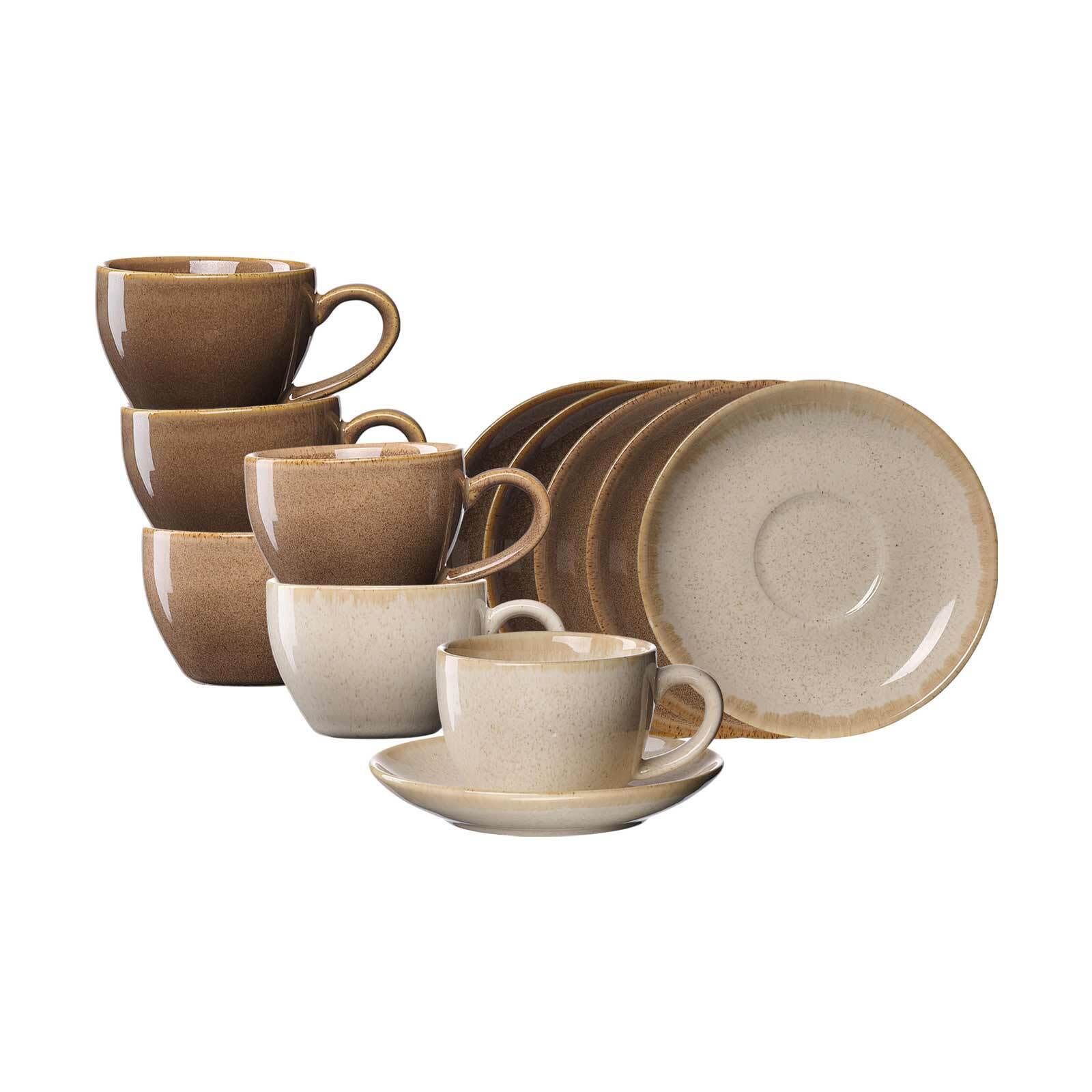 Ritzenhoff & Breker Espressotassen mit Untertassen Sahara 100 ml 6er Set 
