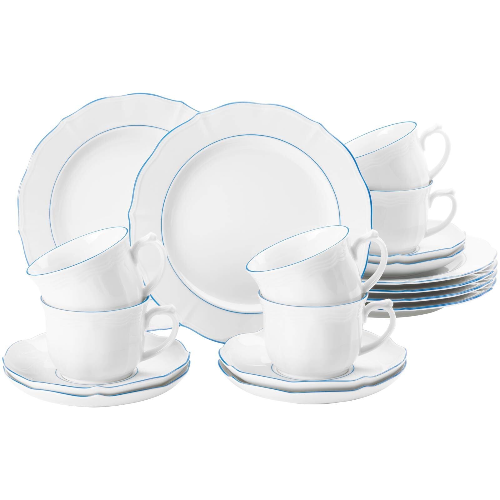 Seltmann Weiden Kaffeeservice Sonate Blue Lines 18er Set 
