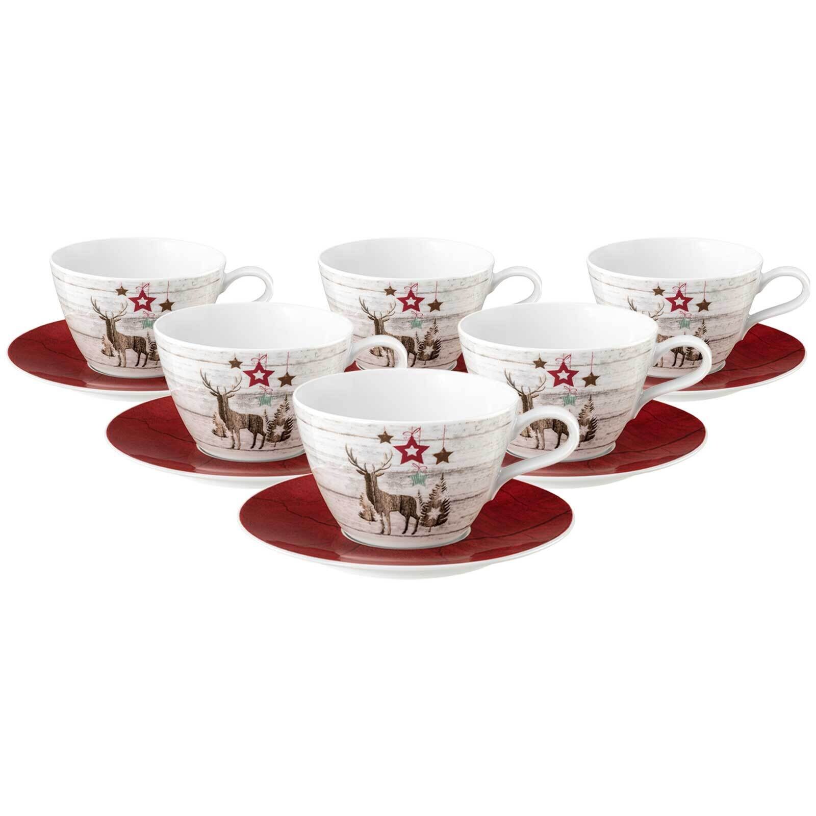Milchkaffeetassen mit Untertassen Life Christmas  6er Set