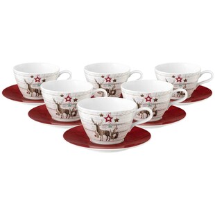 Seltmann Weiden Milchkaffeetassen mit Untertassen Life Christmas 370 ml 6er Set 