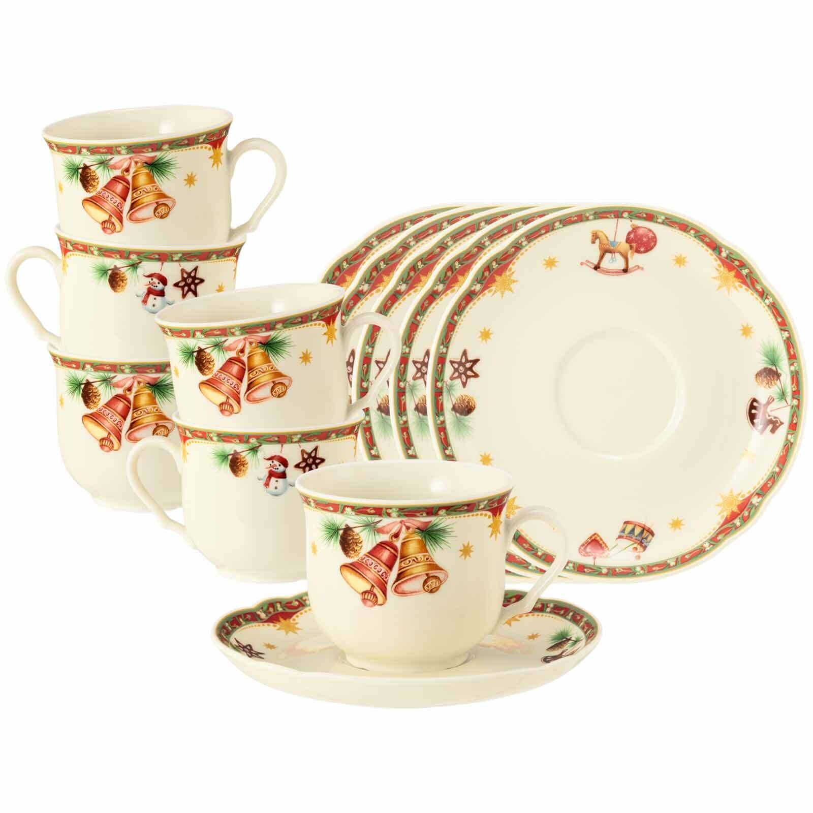 Kaffeetassen mit Untertassen Marieluise Weihnachtsnostalgie  12er Set