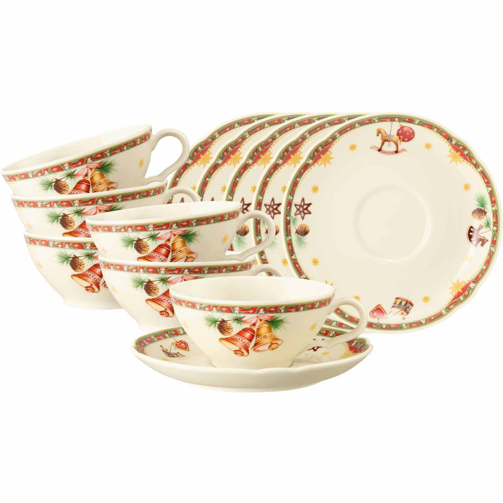 Seltmann Weiden Teetassen mit Untertassen Marieluise Weihnachtsnostalgie 130 ml 12er Set 