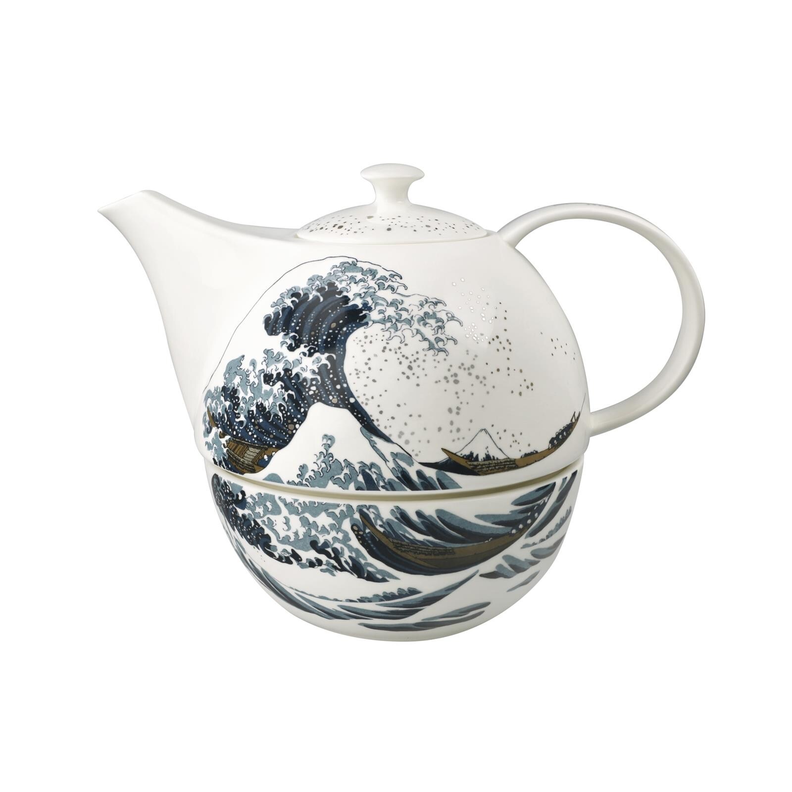 Teekanne mit Stövchen Katsushika Hokusai - Die große Welle