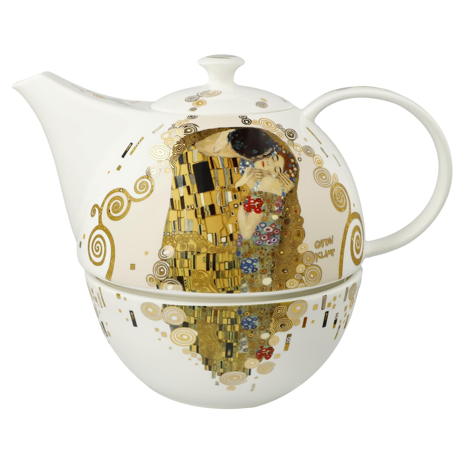 Teekanne mit Stövchen Gustav Klimt - Der Kuss