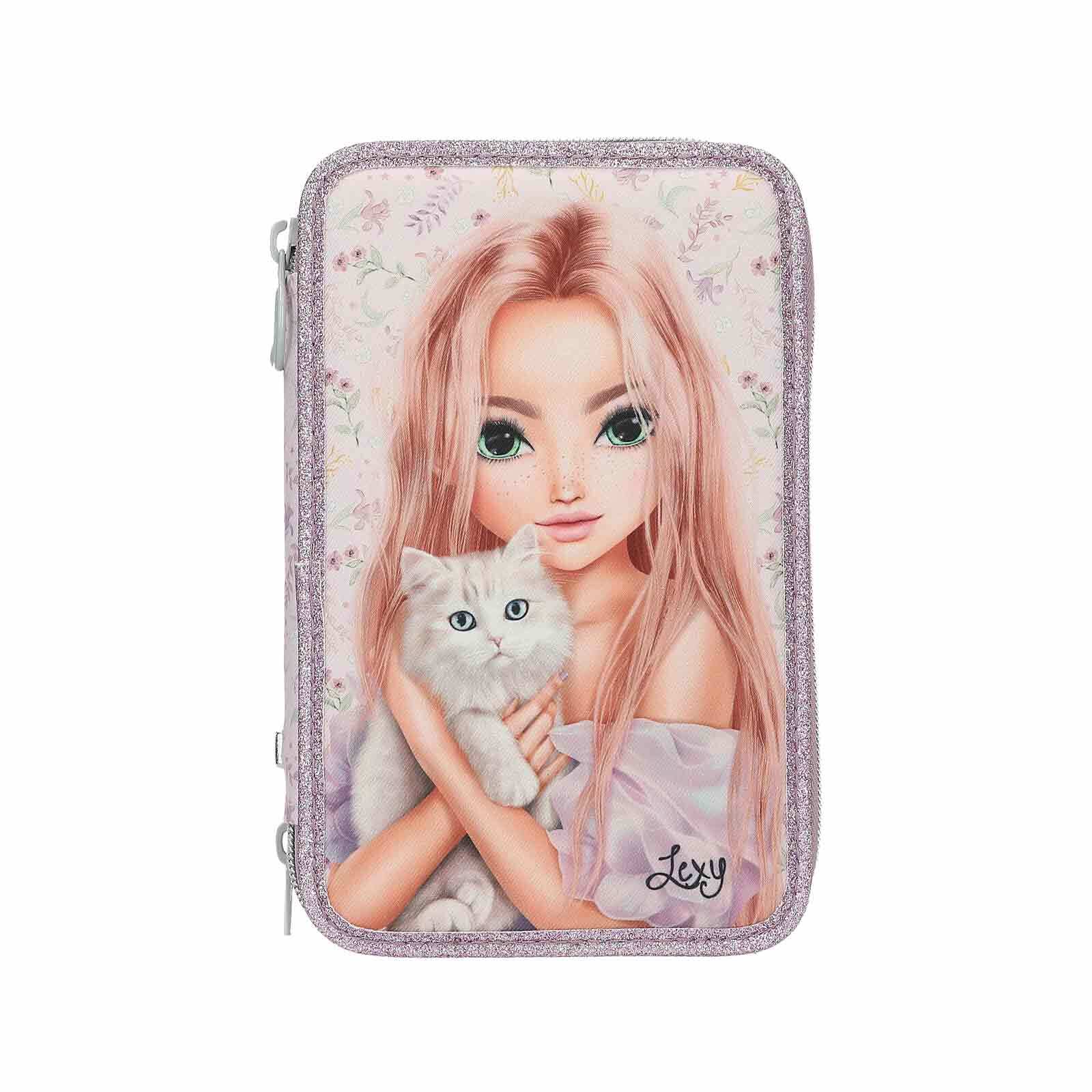 Depesche 3-Fach Federtasche BLOOMING KITTY TOPModel 7,5 x 13 x 20 cm 