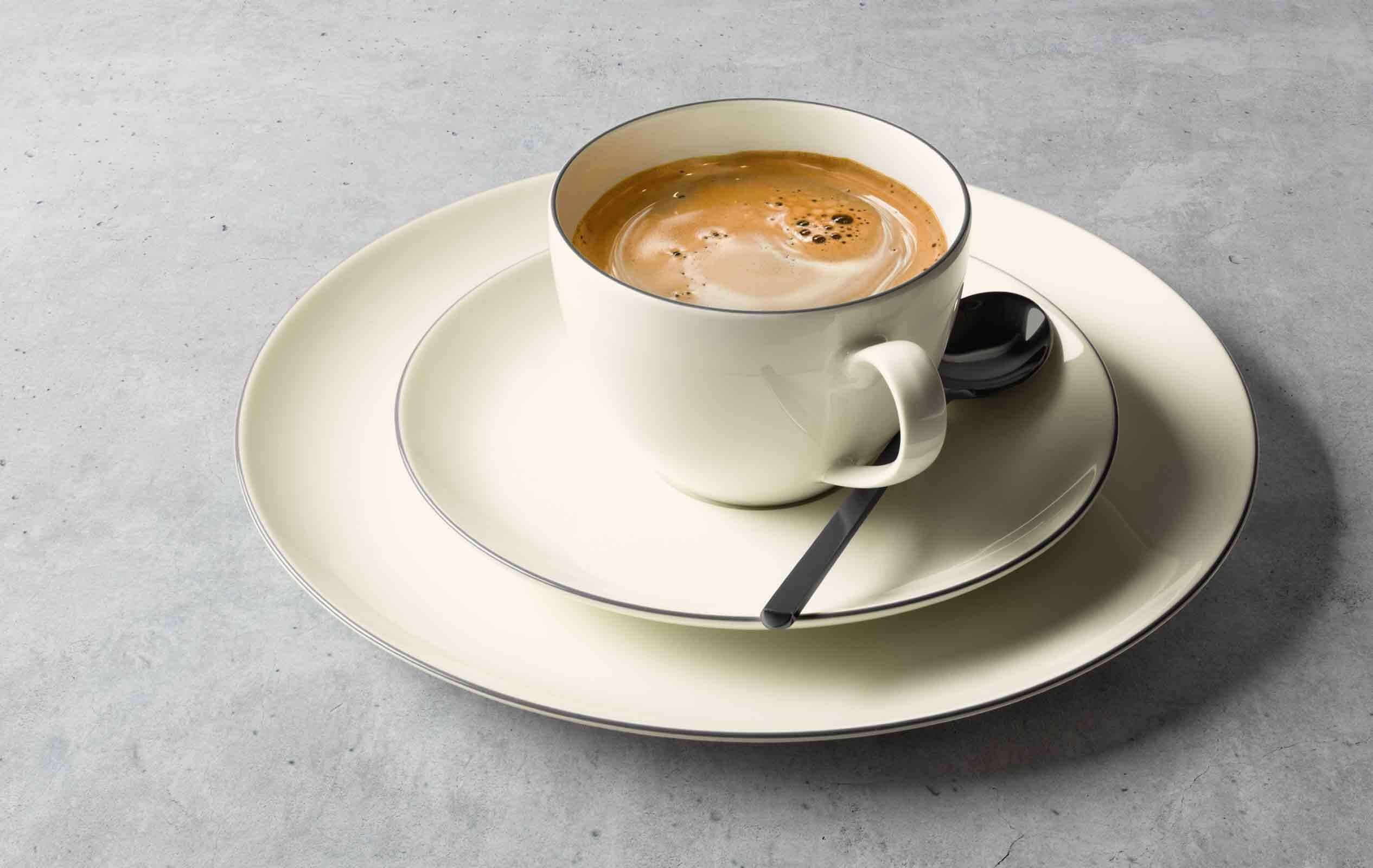 Seltmann Weiden Kaffeetassen mit Untertassen Savona Grey Line 270 ml 6er Set 