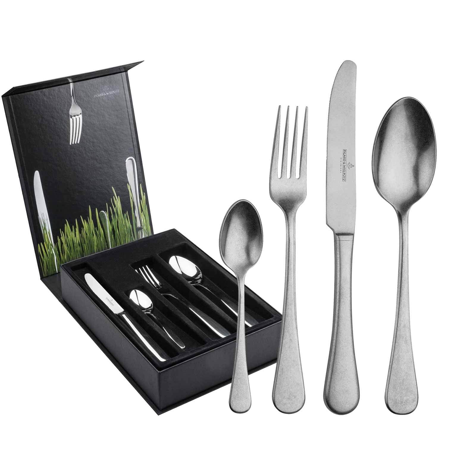 Picard & Wielp&uuml;tz Tafelbesteck inkl. Besteckbox Landhaus Vintage 24er Set 