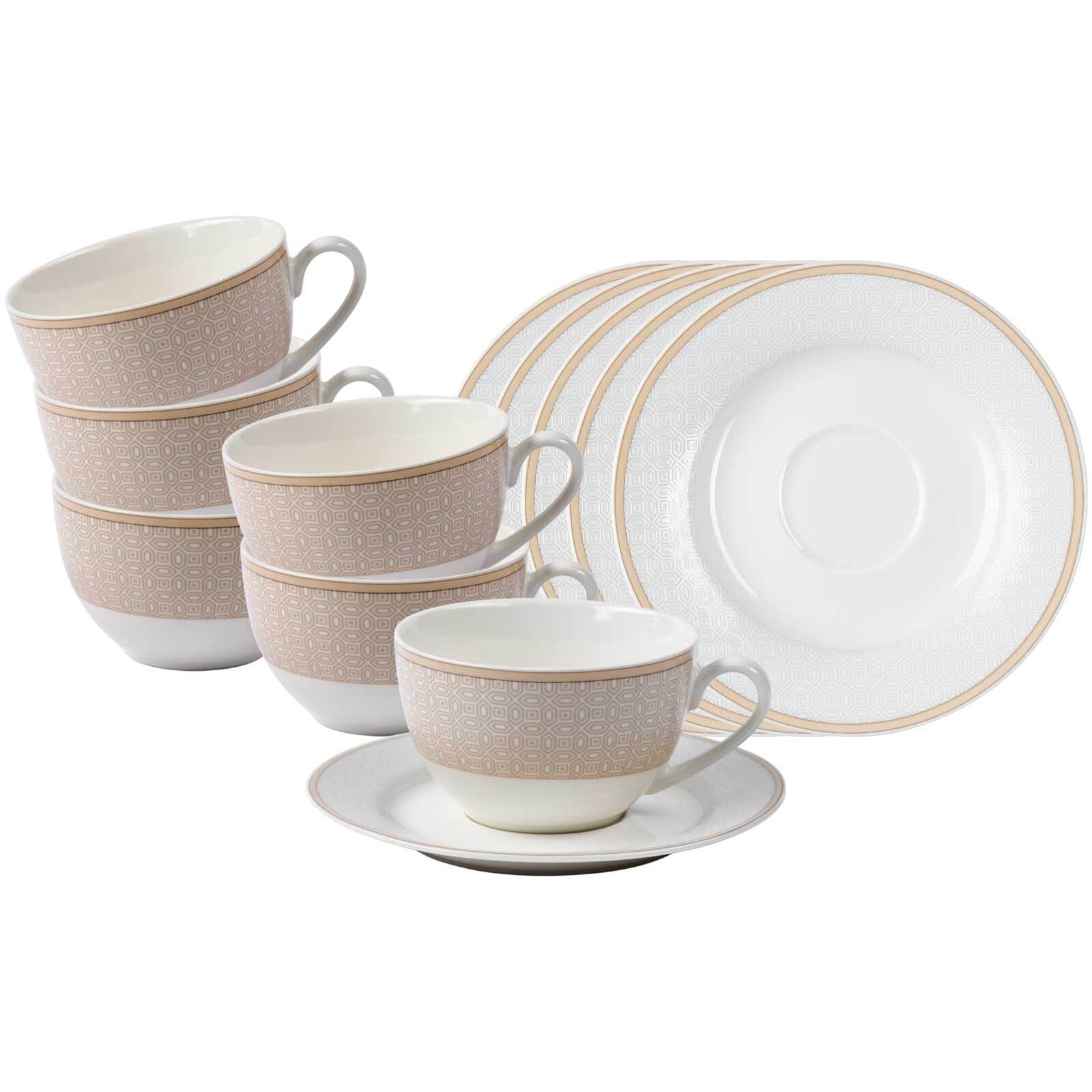 Ritzenhoff & Breker Kaffeetassen mit Untertassen Geo 250 ml 6er Set 