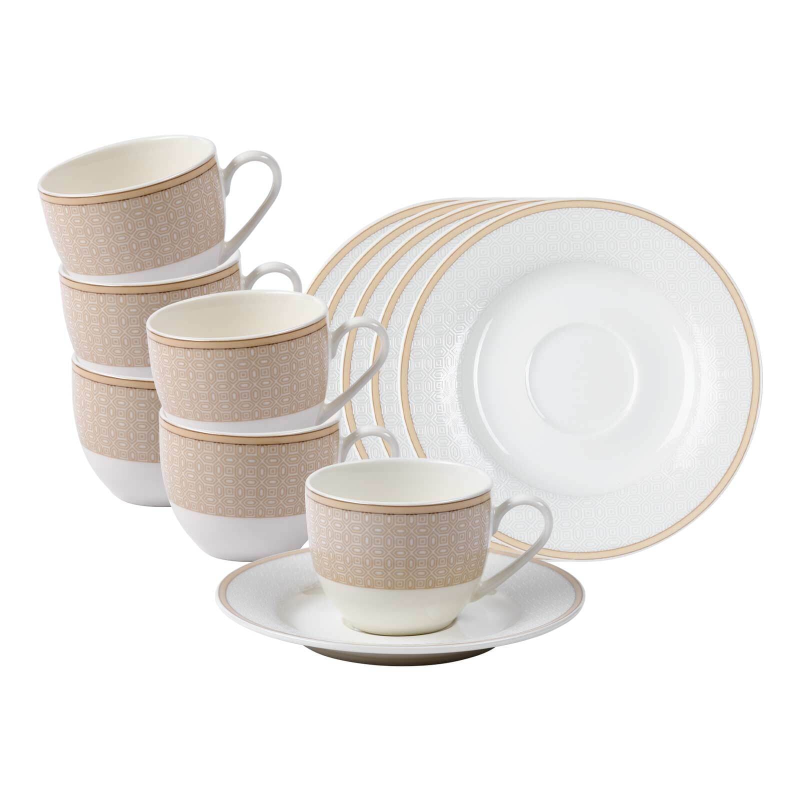 Ritzenhoff & Breker Espressotassen mit Untertassen Geo 90 ml 6er Set 
