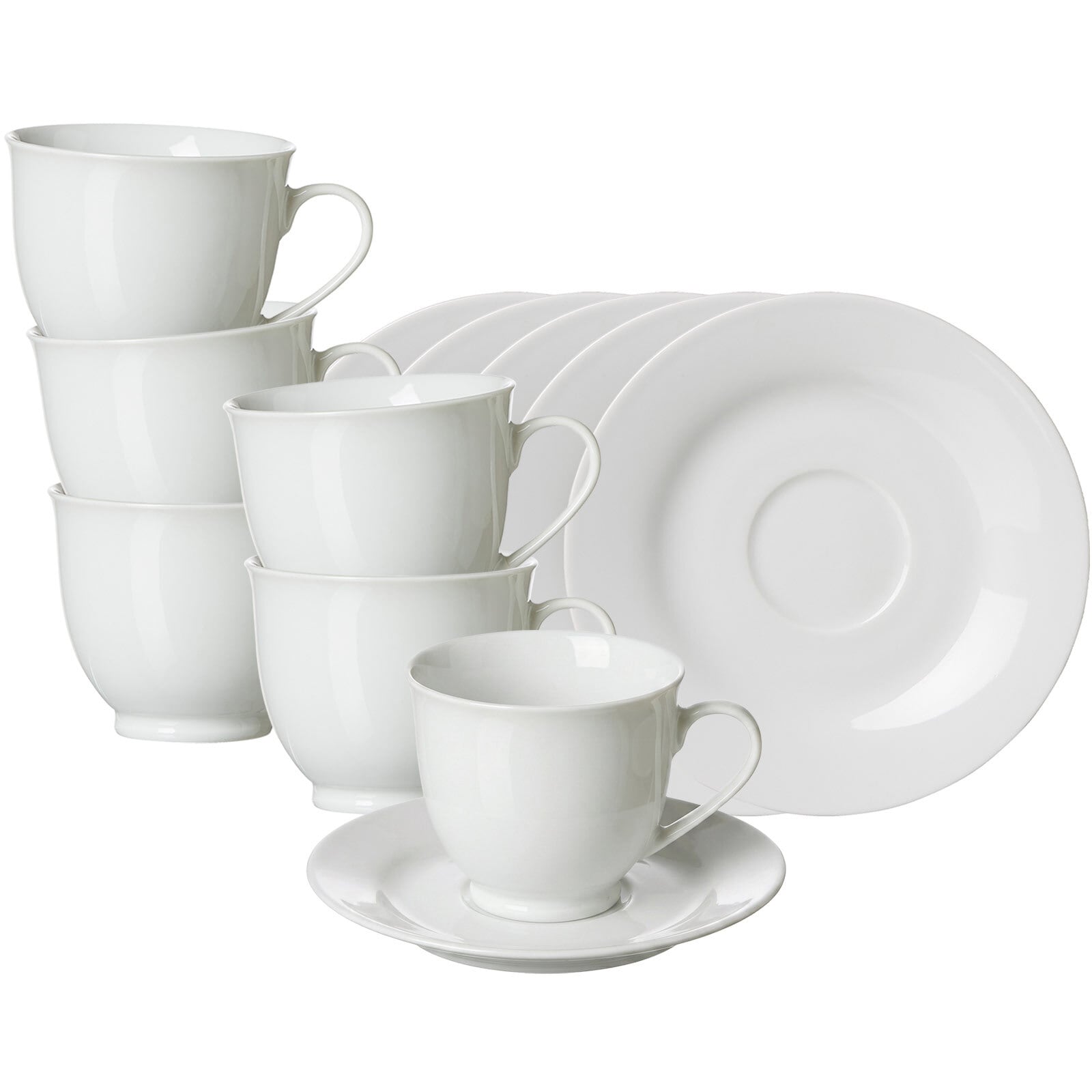 Ritzenhoff & Breker Kaffeetassen mit Untertassen Bianco Rondo 180 ml 6er Set 