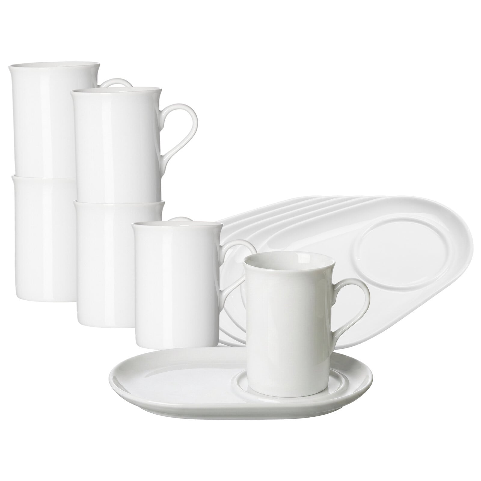 Ritzenhoff & Breker Kaffeebecher mit Unterteller Bianco 300 ml 6er Set 