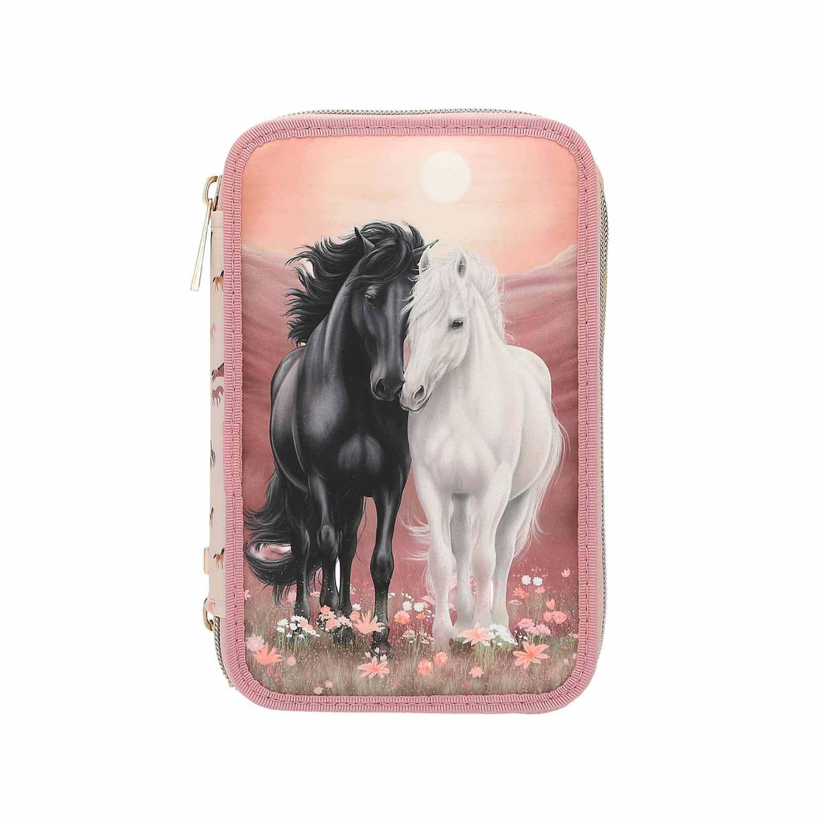 Depesche 3-Fach Federtasche BLOSSOM PONY inkl. Stifte Miss Melody 7,5 x 13 x 20 cm 