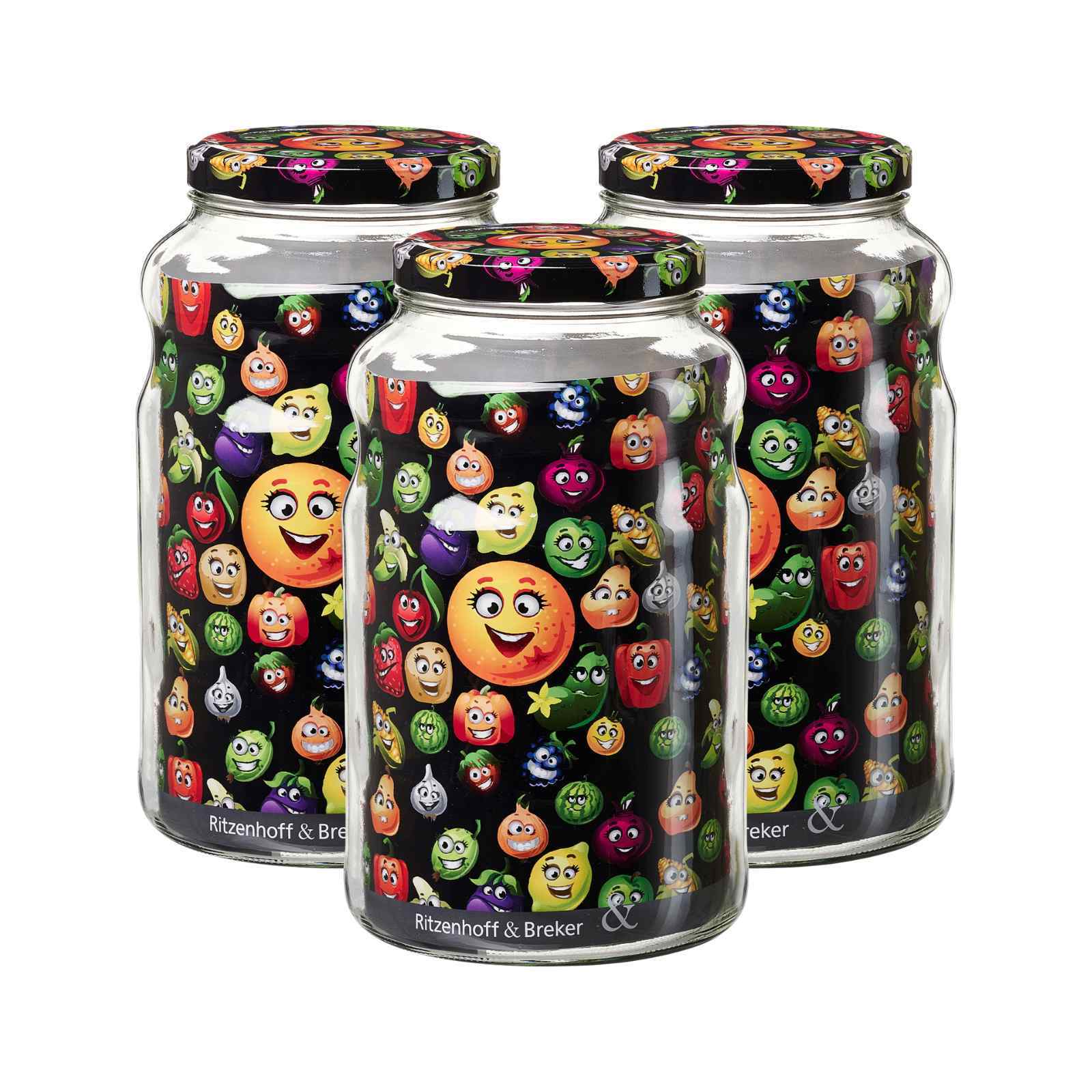 Ritzenhoff & Breker Vorratsgl&auml;ser Smile 2,65 l 3er Set 