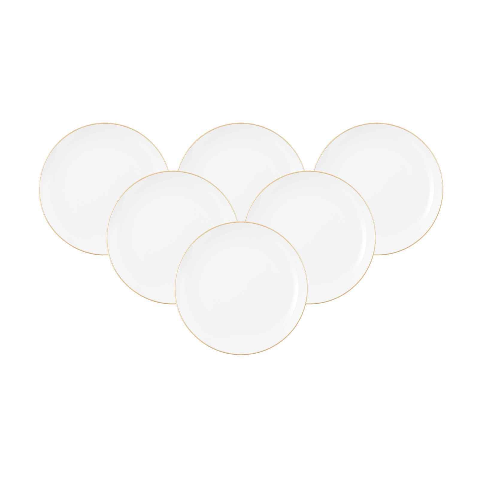 Seltmann Weiden Fr&uuml;hst&uuml;cksteller Liberty Goldrand &oslash; 22,5 cm 6er Set 