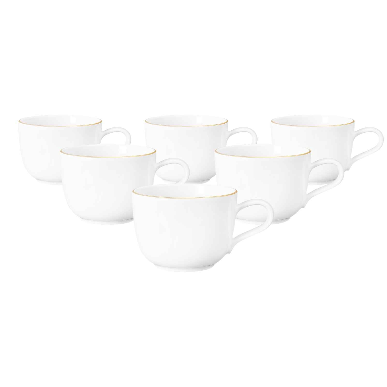 Seltmann Weiden Milchkaffeetassen Liberty Goldrand 380 ml 6er Set 