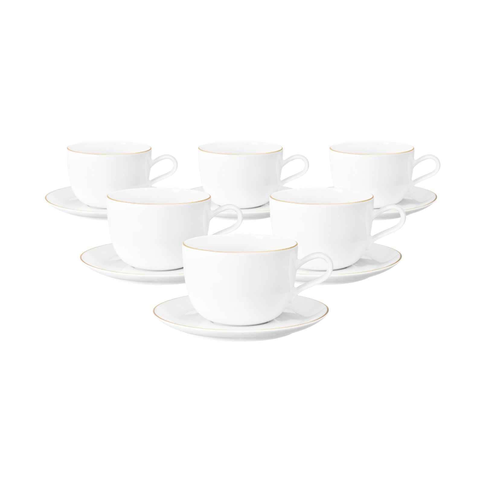 Seltmann Weiden Kaffeetassen mit Untertassen Liberty Goldrand 260 ml 6er Set 