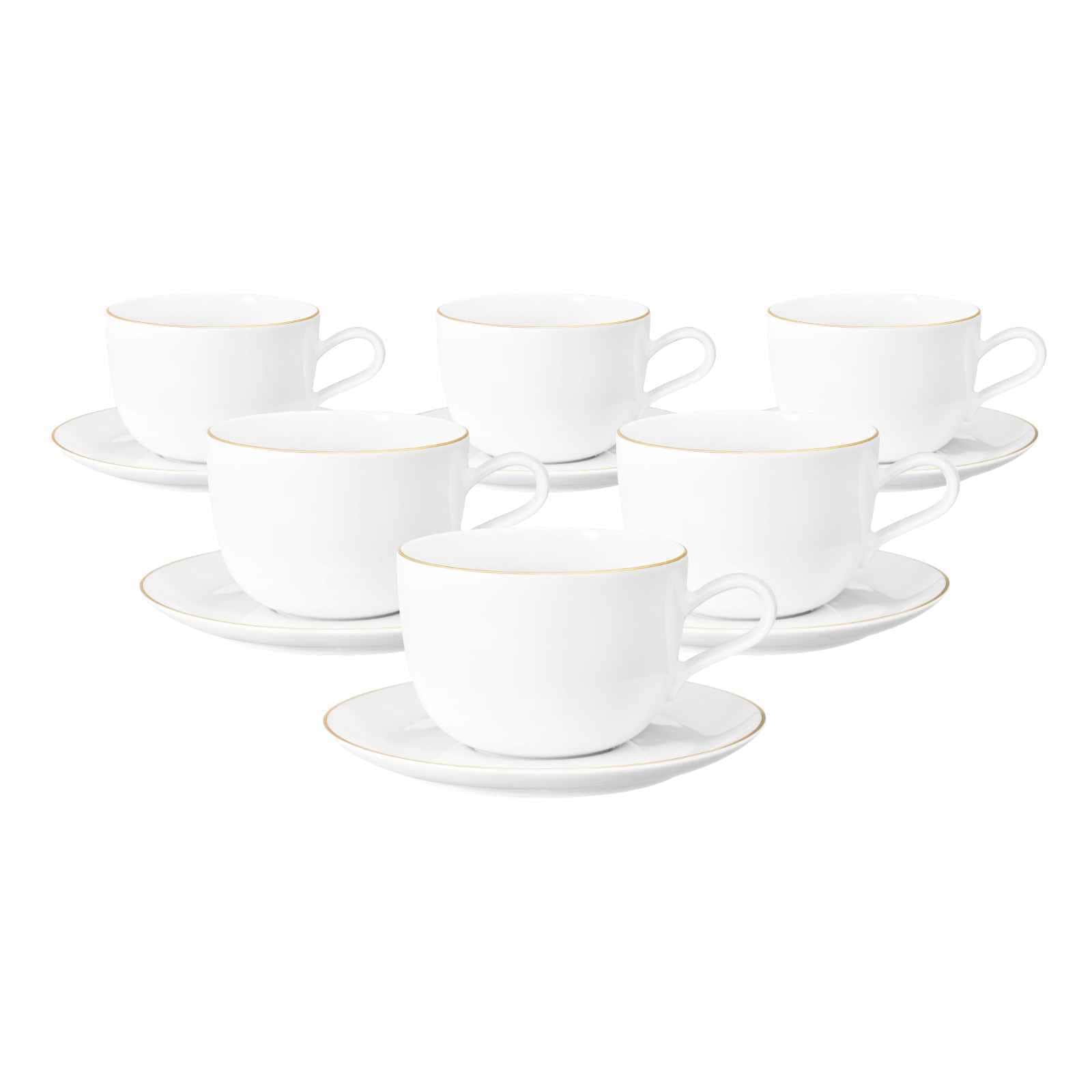 Seltmann Weiden Milchkaffeetassen mit Untertassen Liberty Goldrand 380 ml 6er Set 