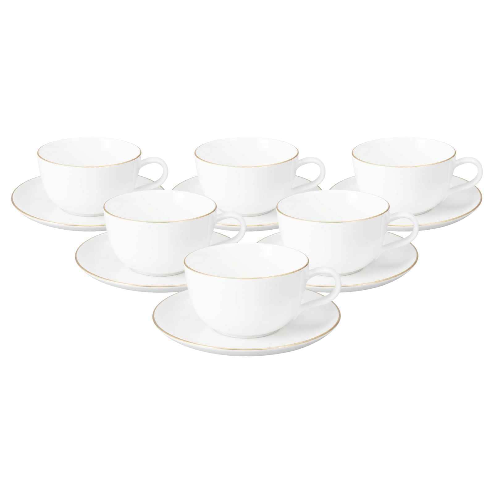 Seltmann Weiden Teetassen mit Untertassen Liberty Goldrand 280 ml 6er Set 