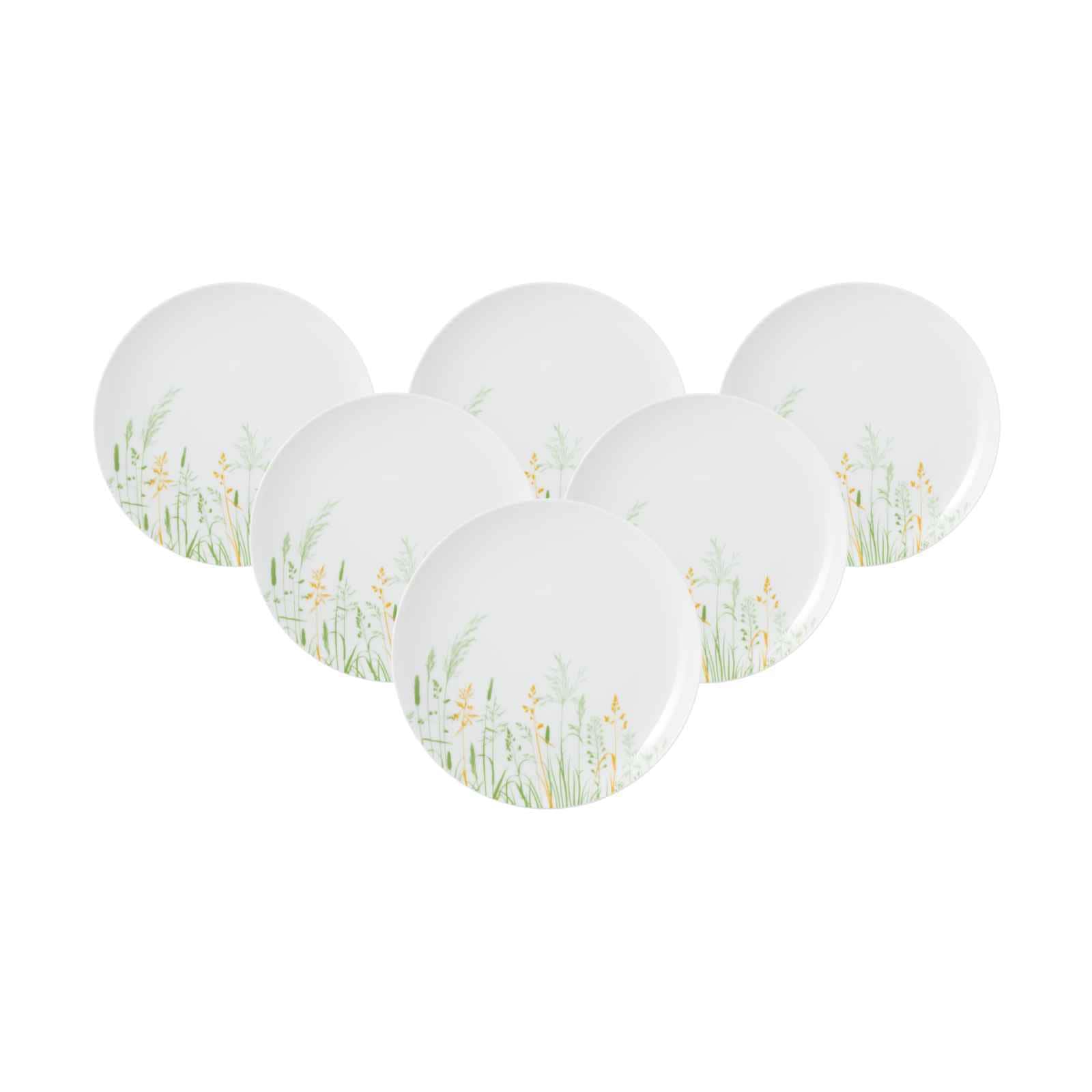 Seltmann Weiden Fr&uuml;hst&uuml;cksteller Liberty Meadow Grasses &oslash; 22,5 cm 6er Set 