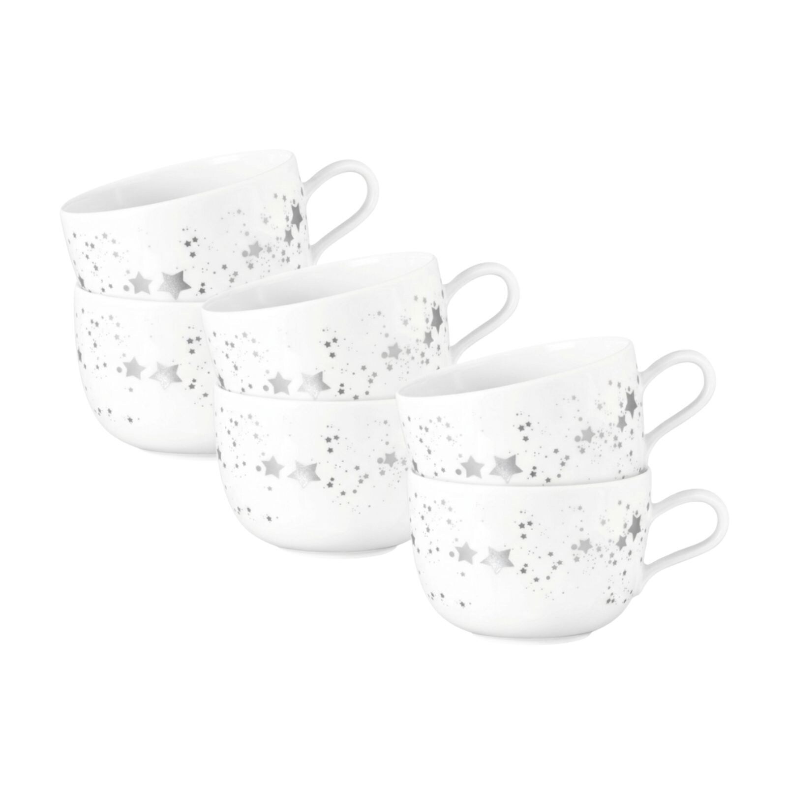 Seltmann Weiden Milchkaffeetassen Liberty Silver Stars 380 ml 6er Set