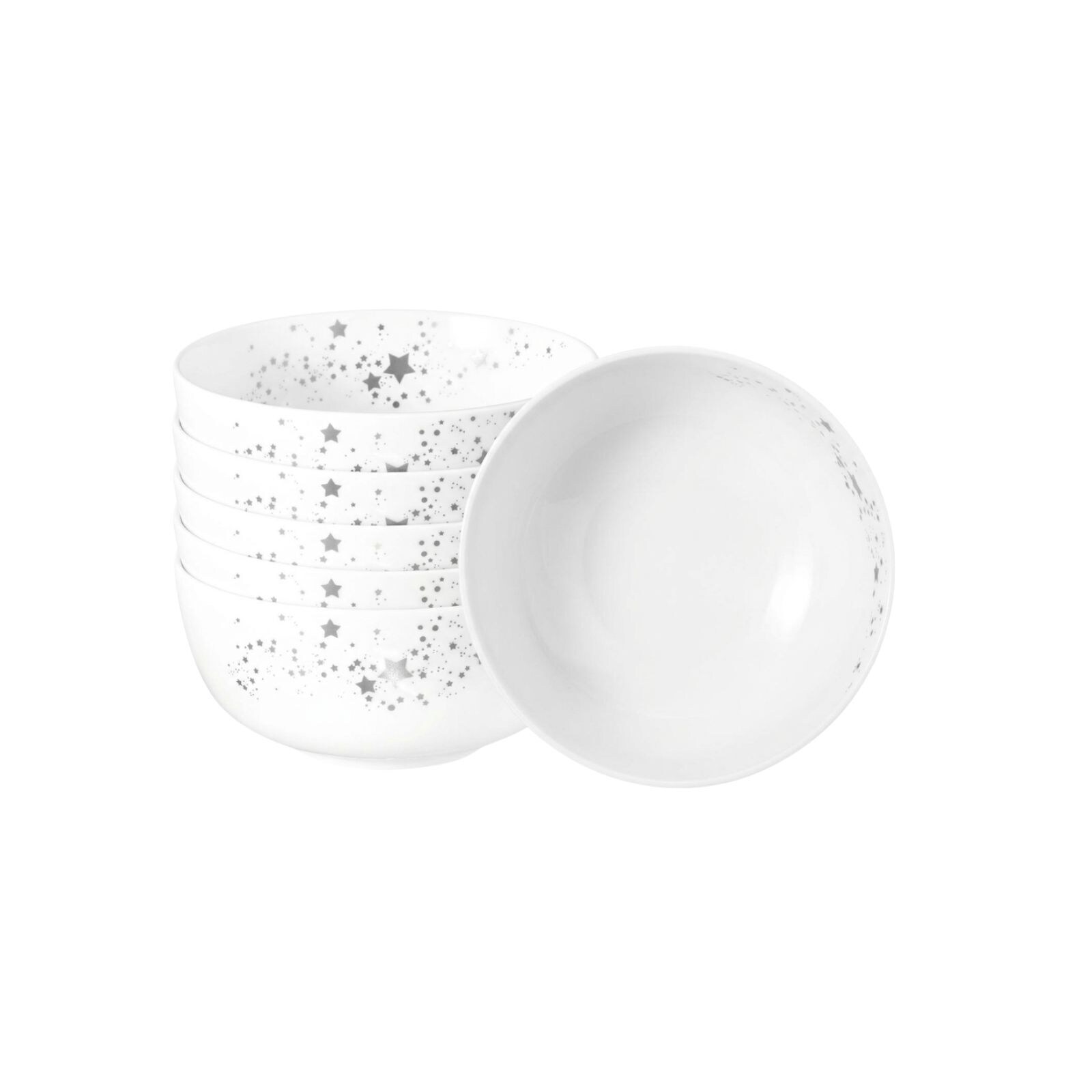 Seltmann Weiden M&uuml;slischalen Liberty Silver Stars &oslash; 15 cm 6er Set 