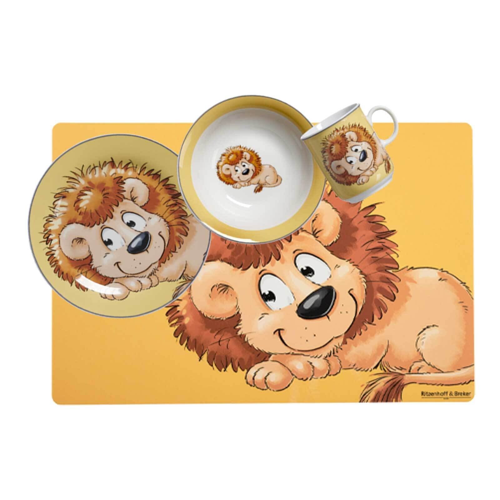 Kindergeschirr + Tischmatte Happy Zoo 4er Set