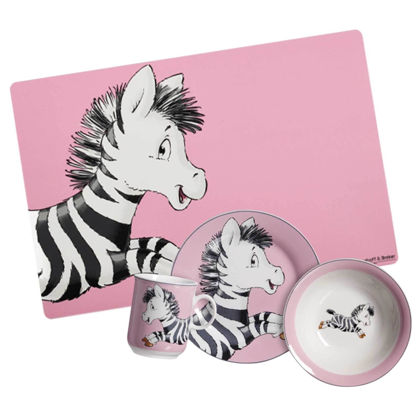 Kindergeschirr + Tischmatte Happy Zoo 4er Set