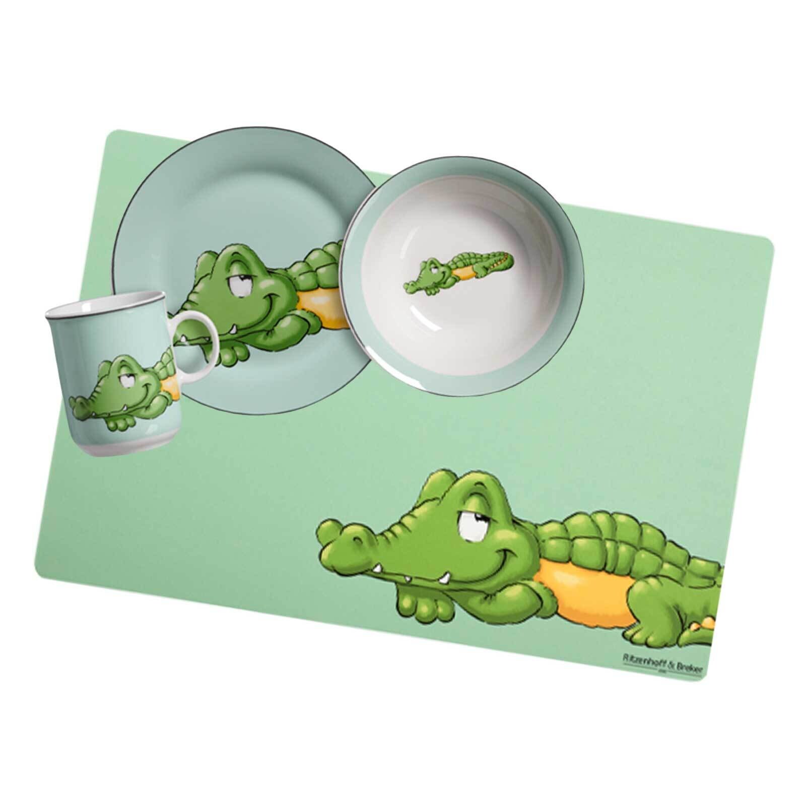 Kindergeschirr + Tischmatte Happy Zoo 4er Set