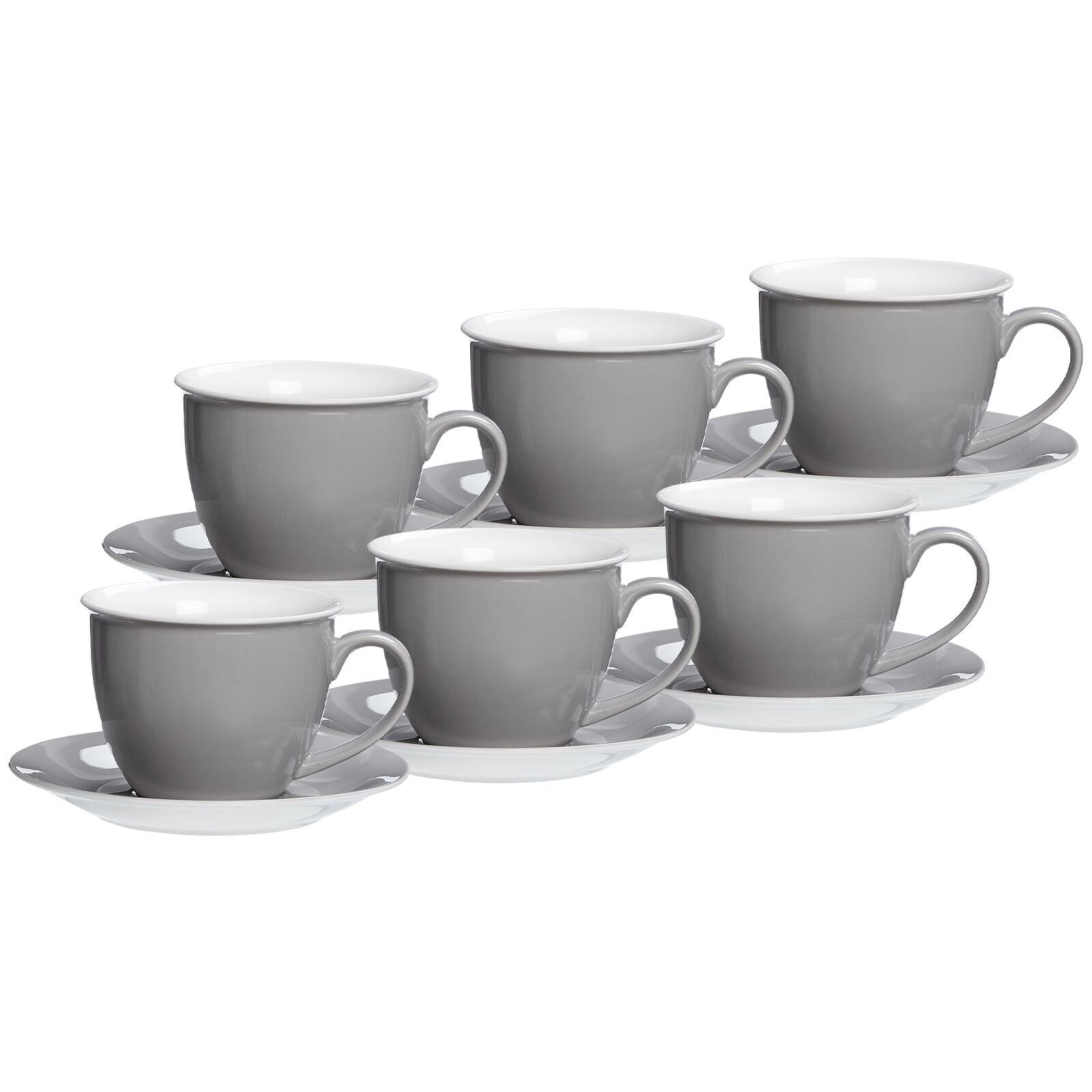 Milchkaffee Tassen mit Untertassen Doppio  6er Set