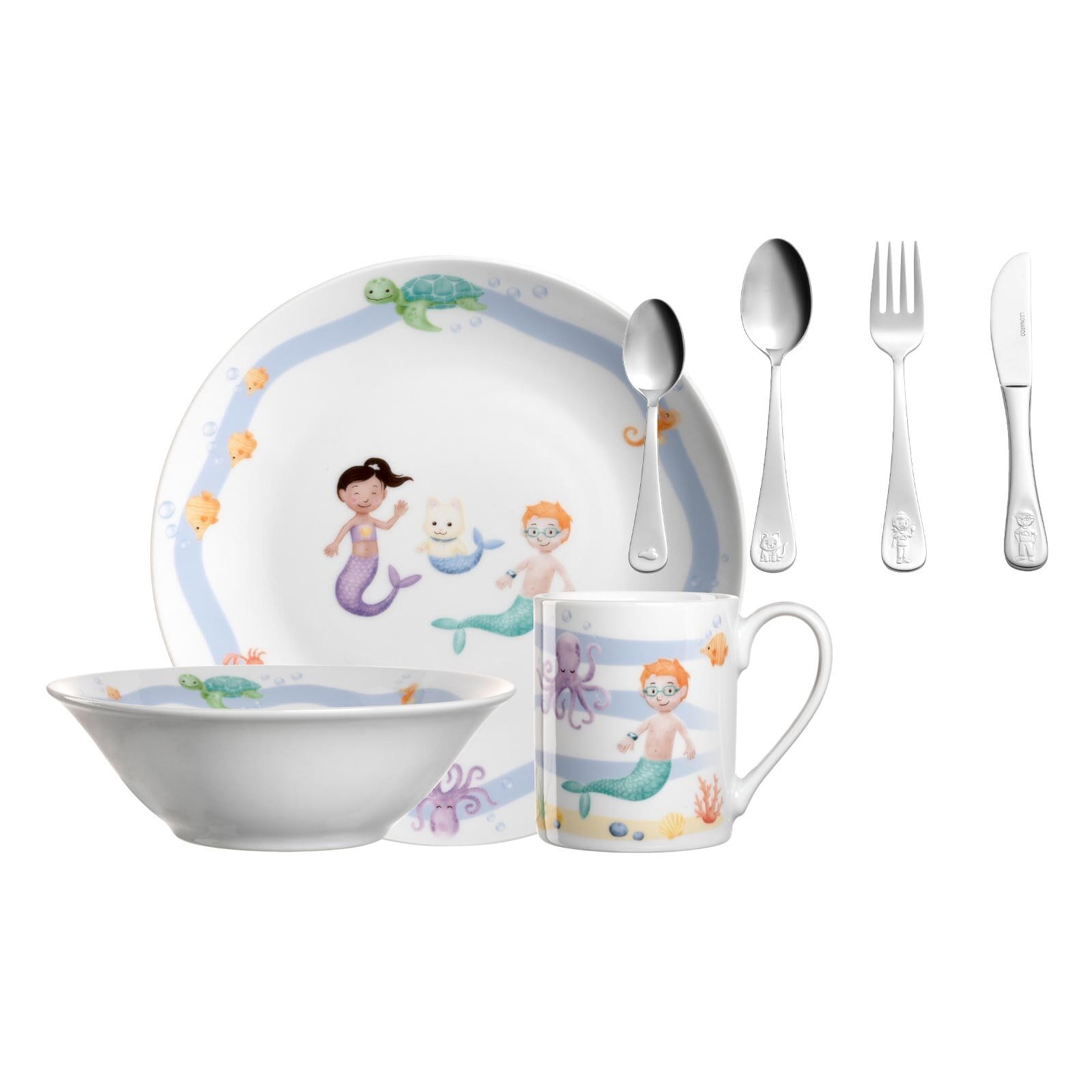 Leonardo Kindergeschirr Set mit Besteck BAMBINI AVVENTURA 