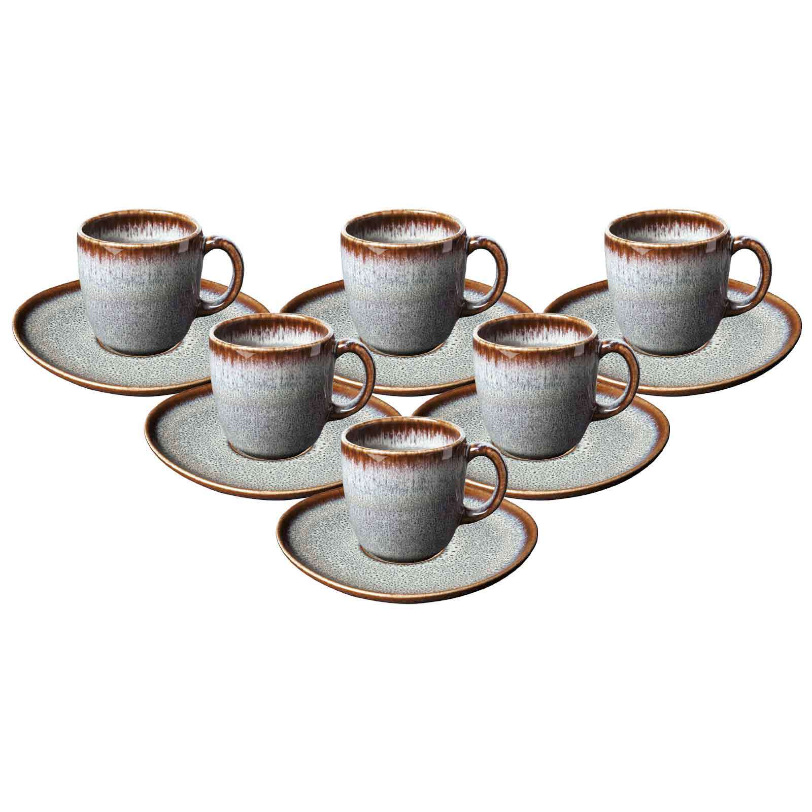 like. by Villeroy & Boch Kaffeetassen mit Untertassen Lave 190 ml 6er Set 