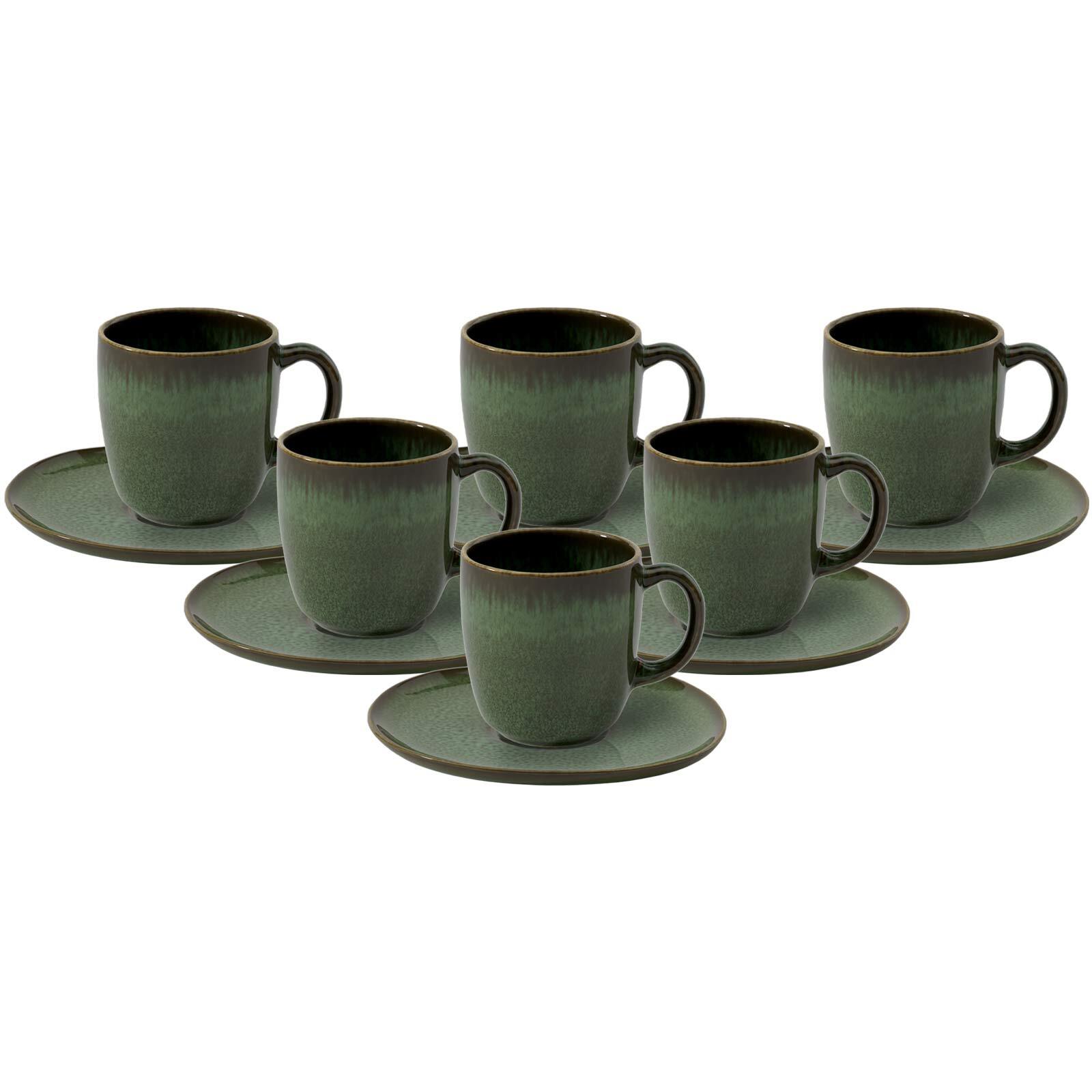 like. by Villeroy & Boch Kaffeetassen mit Untertassen Lave 190 ml 6er Set 