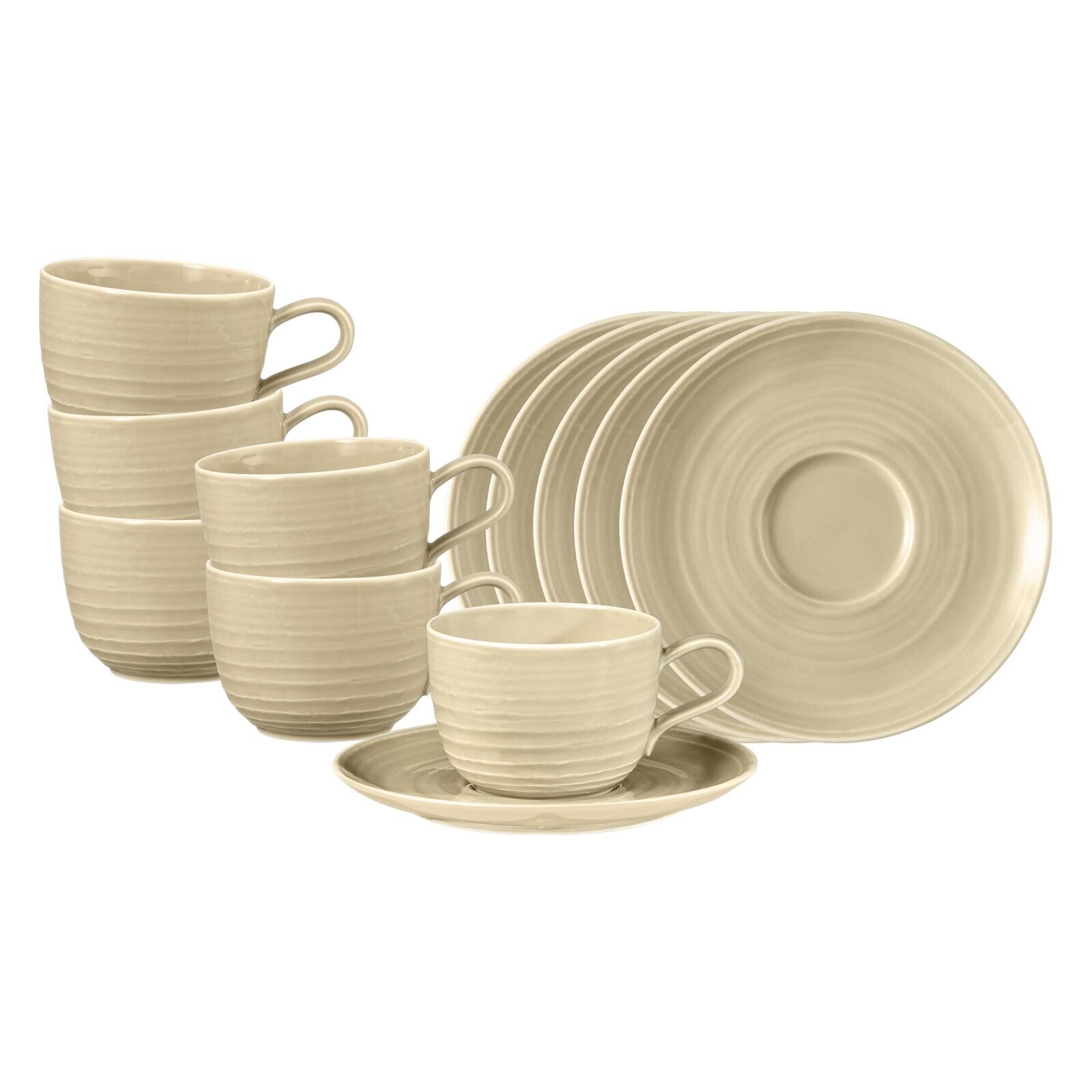 Kaffeetassen mit Untertassen Terra  6er Set