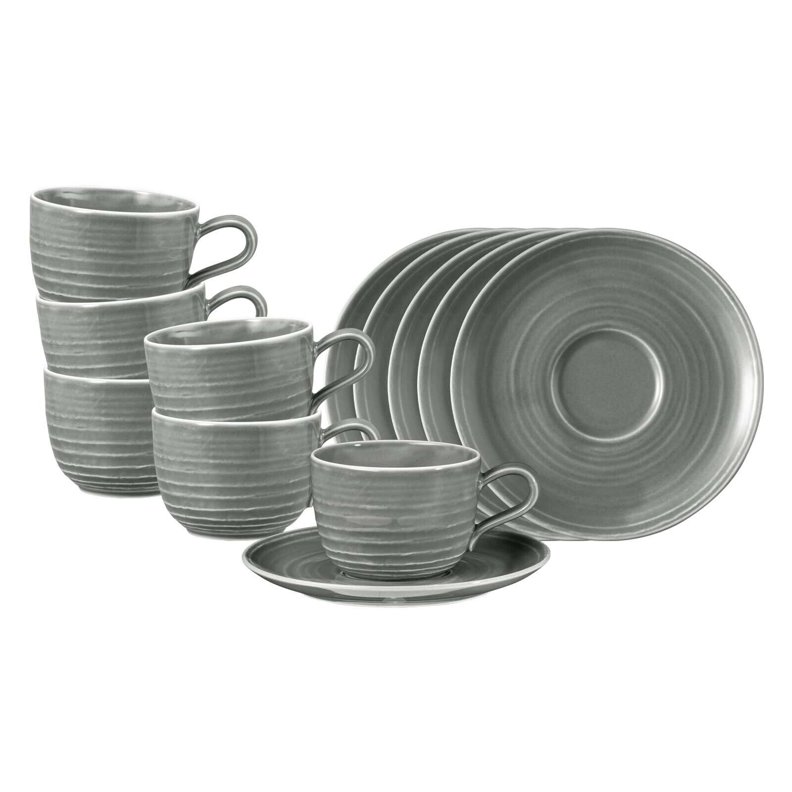 Kaffeetassen mit Untertassen Terra  6er Set