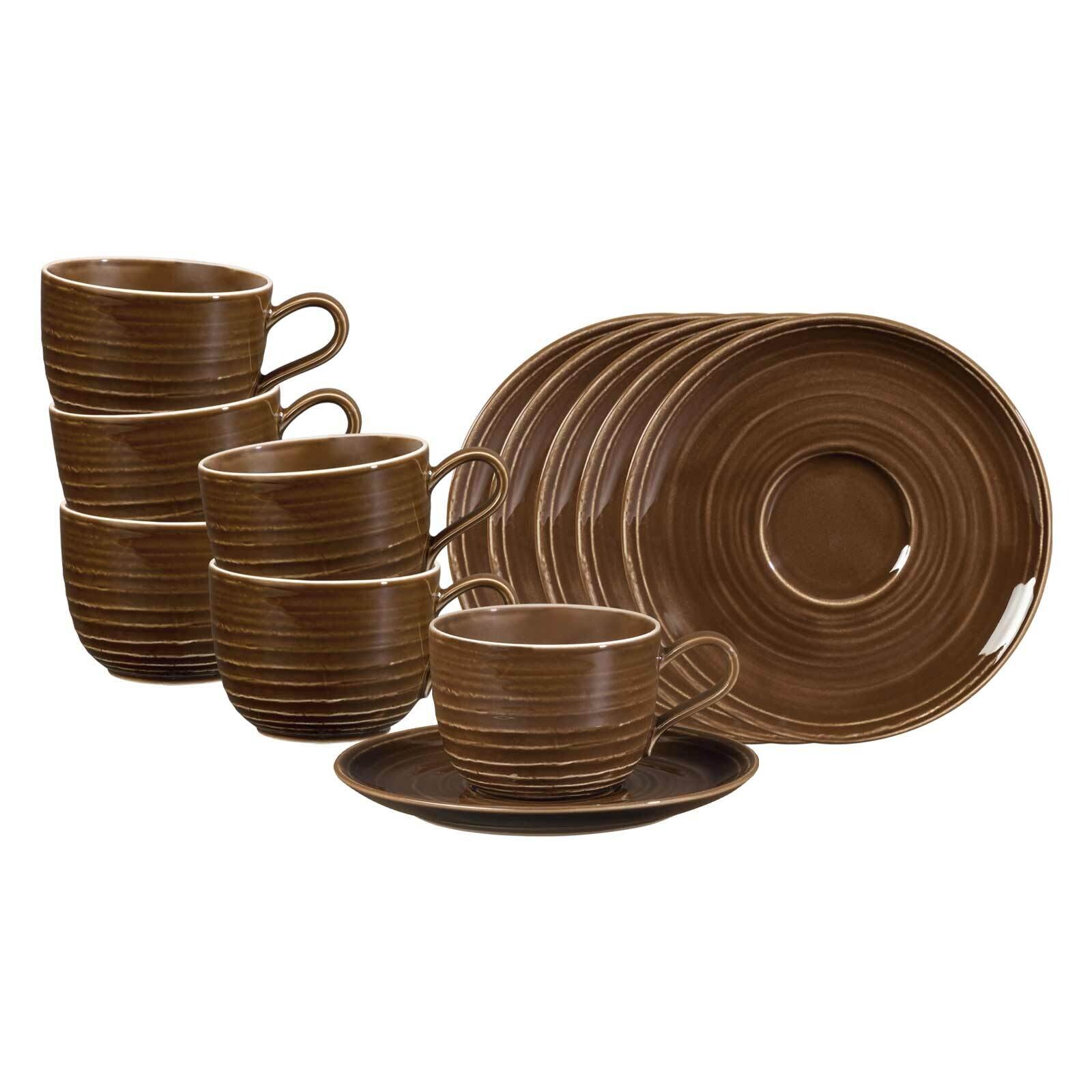 Kaffeetassen mit Untertassen Terra  6er Set