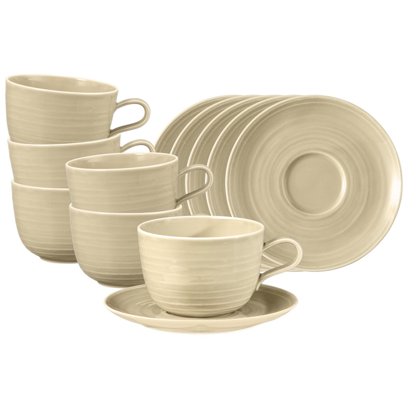 Milchkaffeetassen mit Untertassen Terra  6er Set