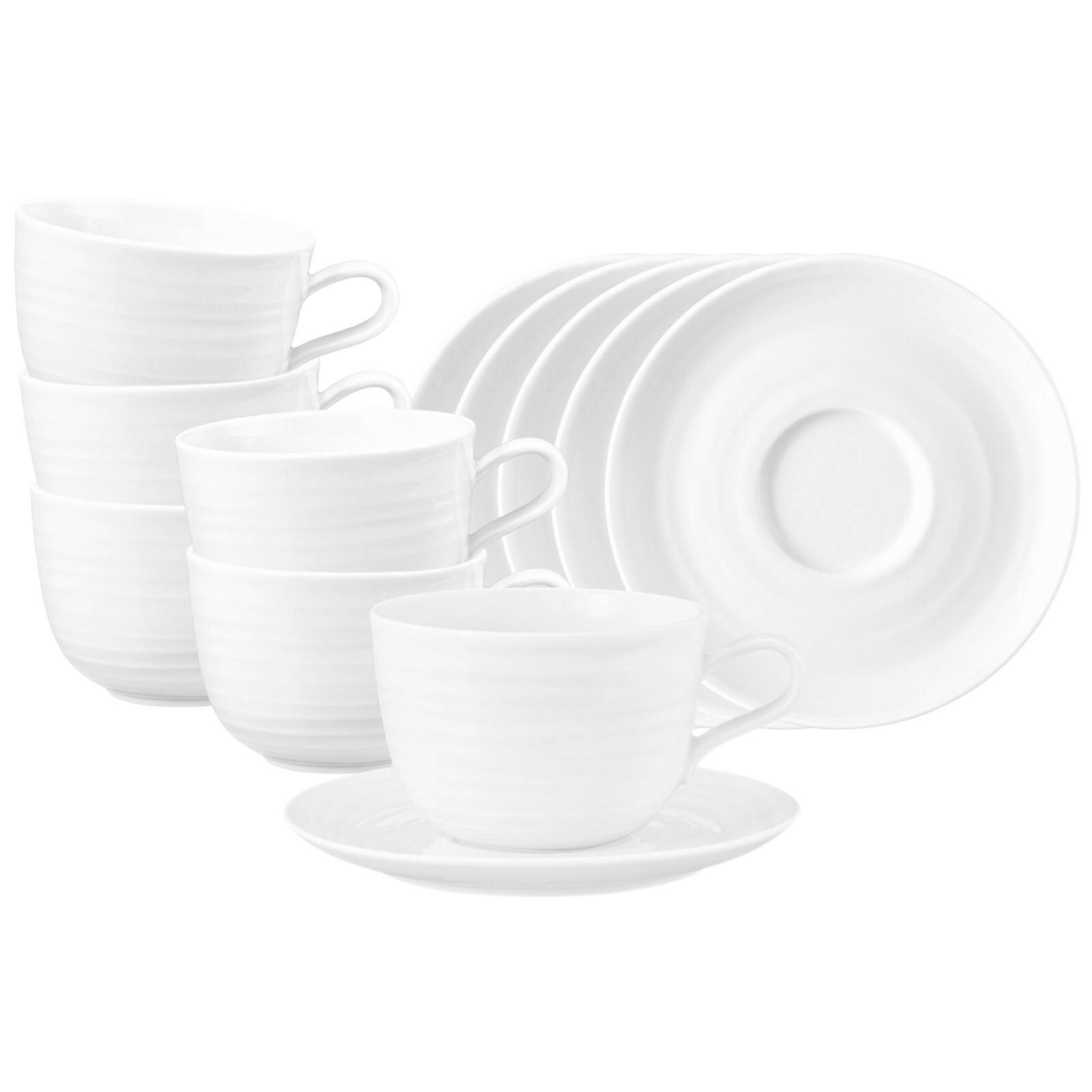 Milchkaffeetassen mit Untertassen Terra  6er Set