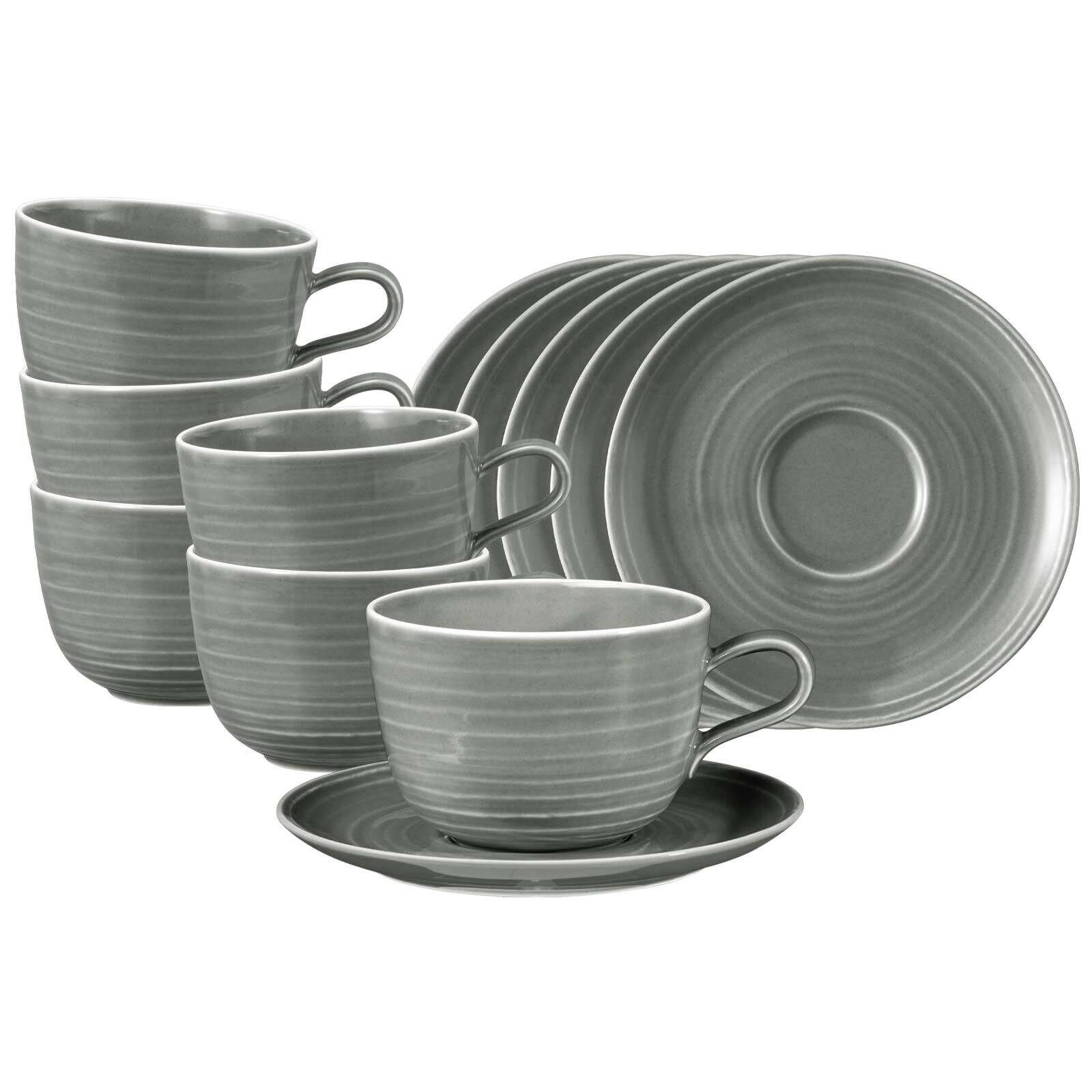 Milchkaffeetassen mit Untertassen Terra  6er Set