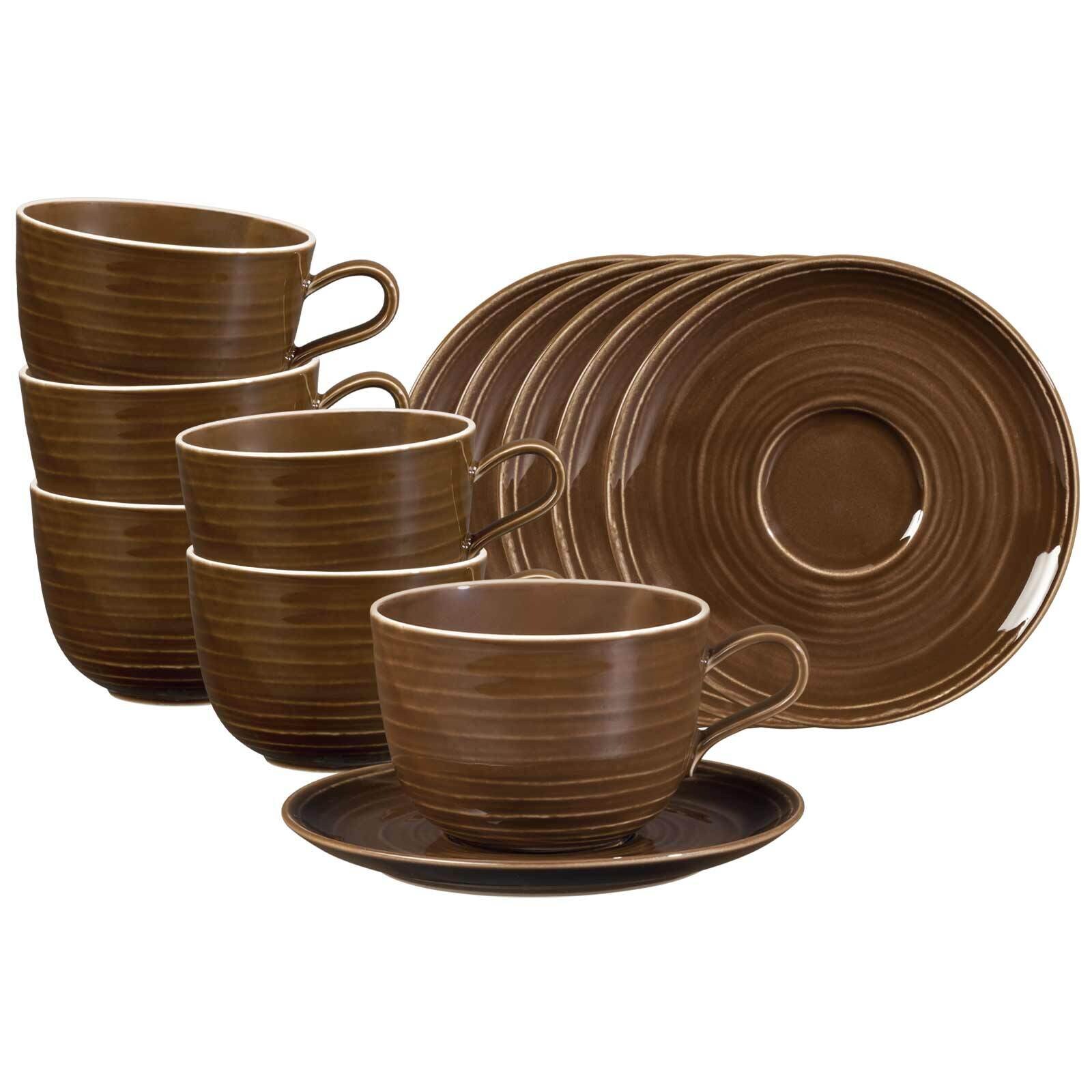 Milchkaffeetassen mit Untertassen Terra  6er Set