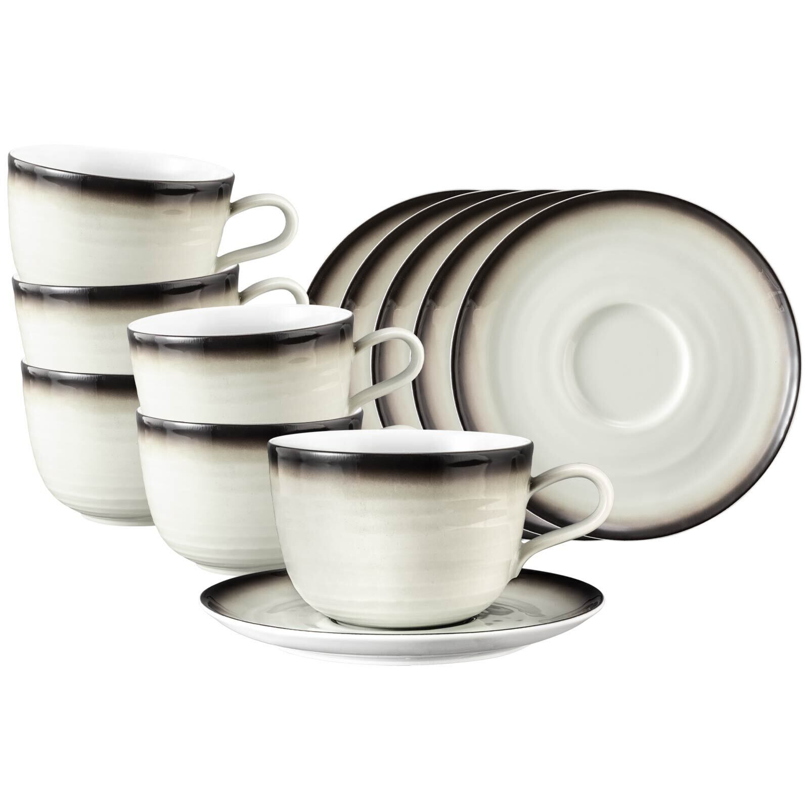 Milchkaffeetassen mit Untertassen Terra  6er Set