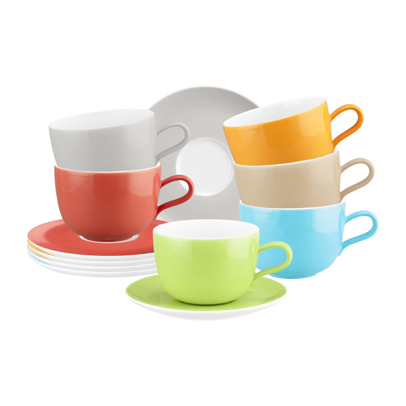 Milchkaffeetassen mit Untertassen Liberty Pure Colors  6er Set