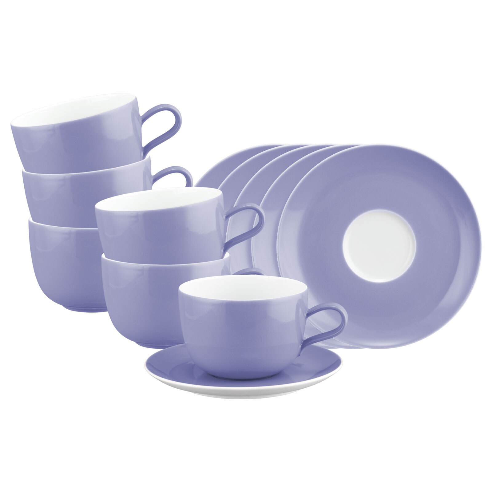 Milchkaffeetassen mit Untertassen Liberty Pure Colors  6er Set