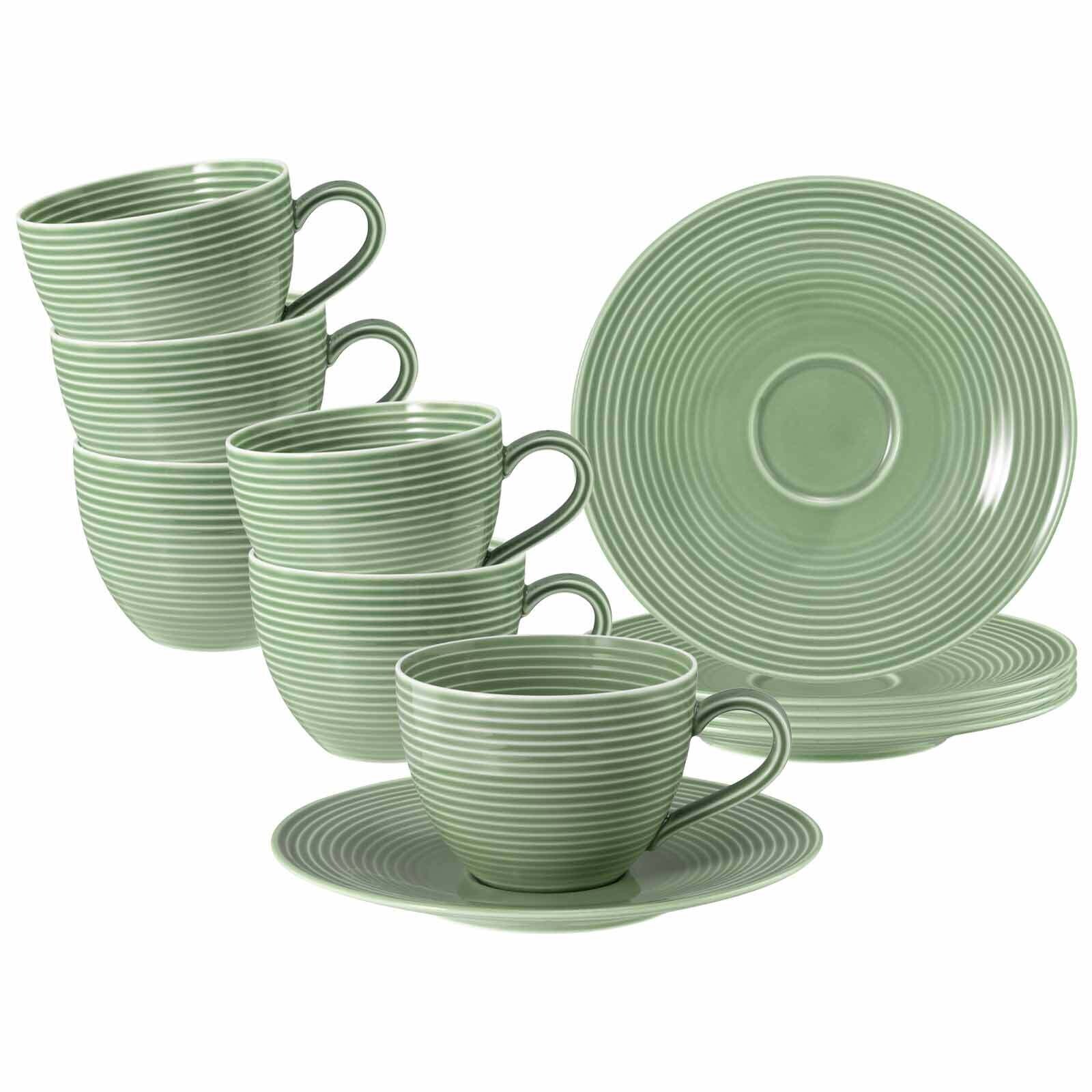 Kaffeetassen mit Untertassen Beat Color Glaze  6er Set