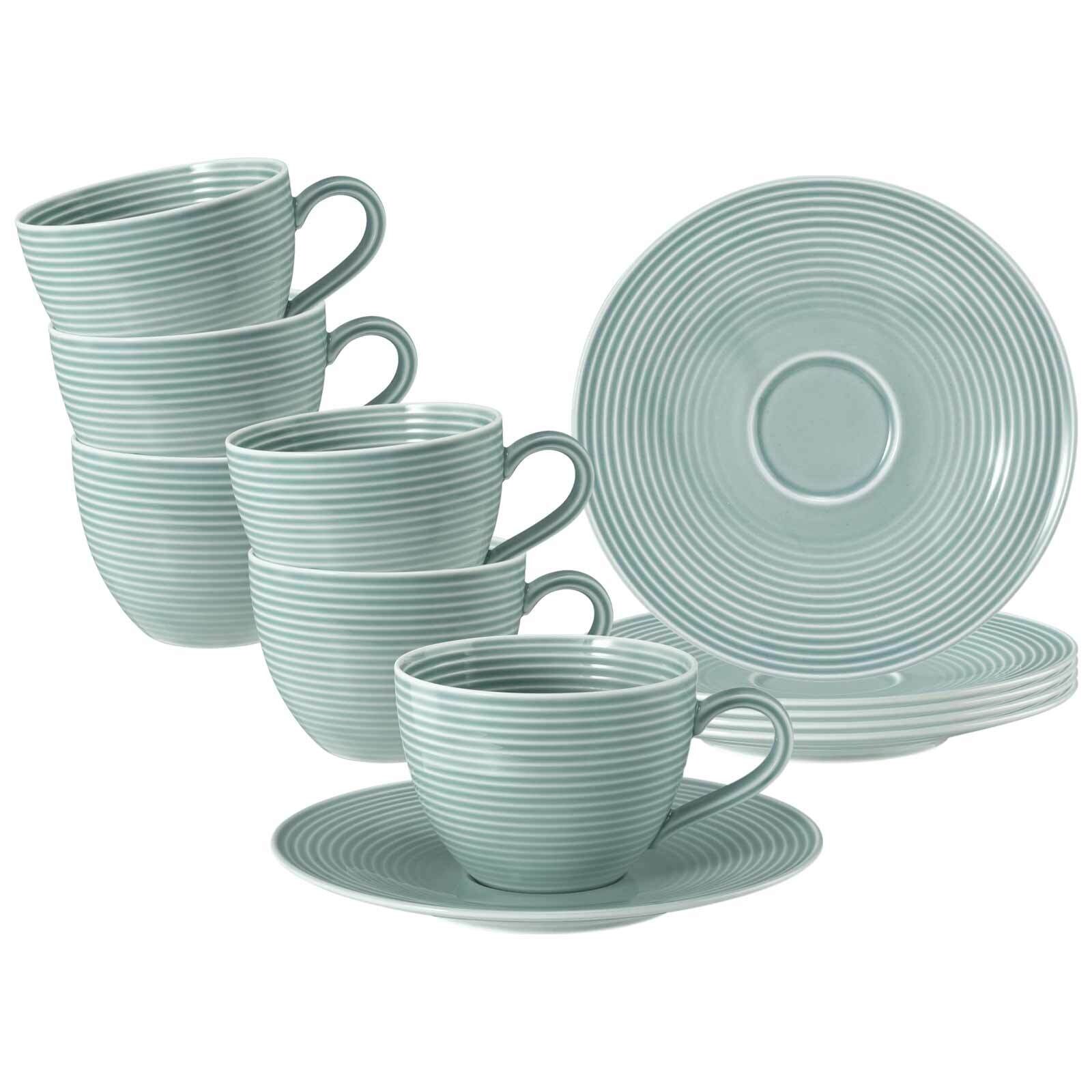 Kaffeetassen mit Untertassen Beat Color Glaze  6er Set