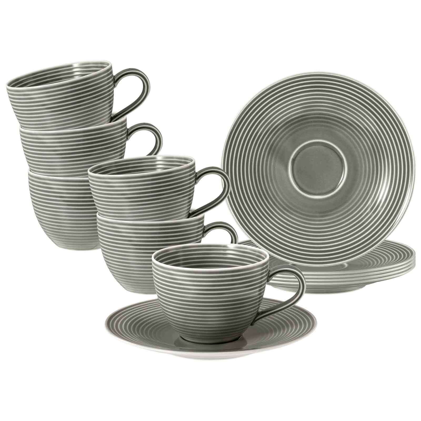 Kaffeetassen mit Untertassen Beat Color Glaze  6er Set