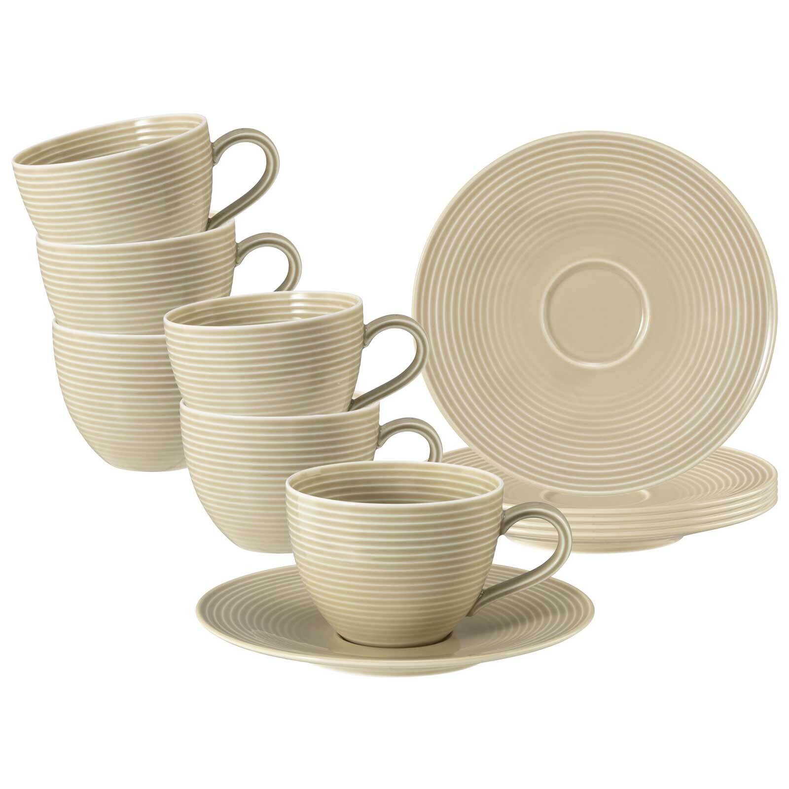 Kaffeetassen mit Untertassen Beat Color Glaze  6er Set