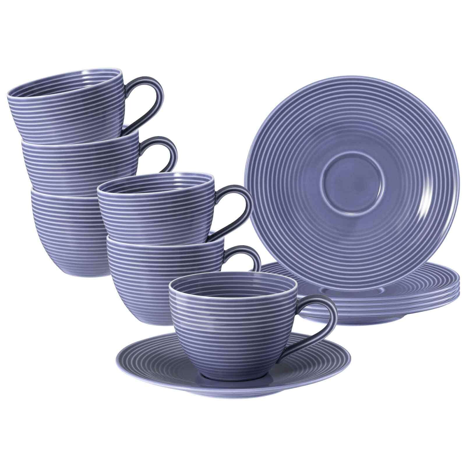 Kaffeetassen mit Untertassen Beat Color Glaze  6er Set