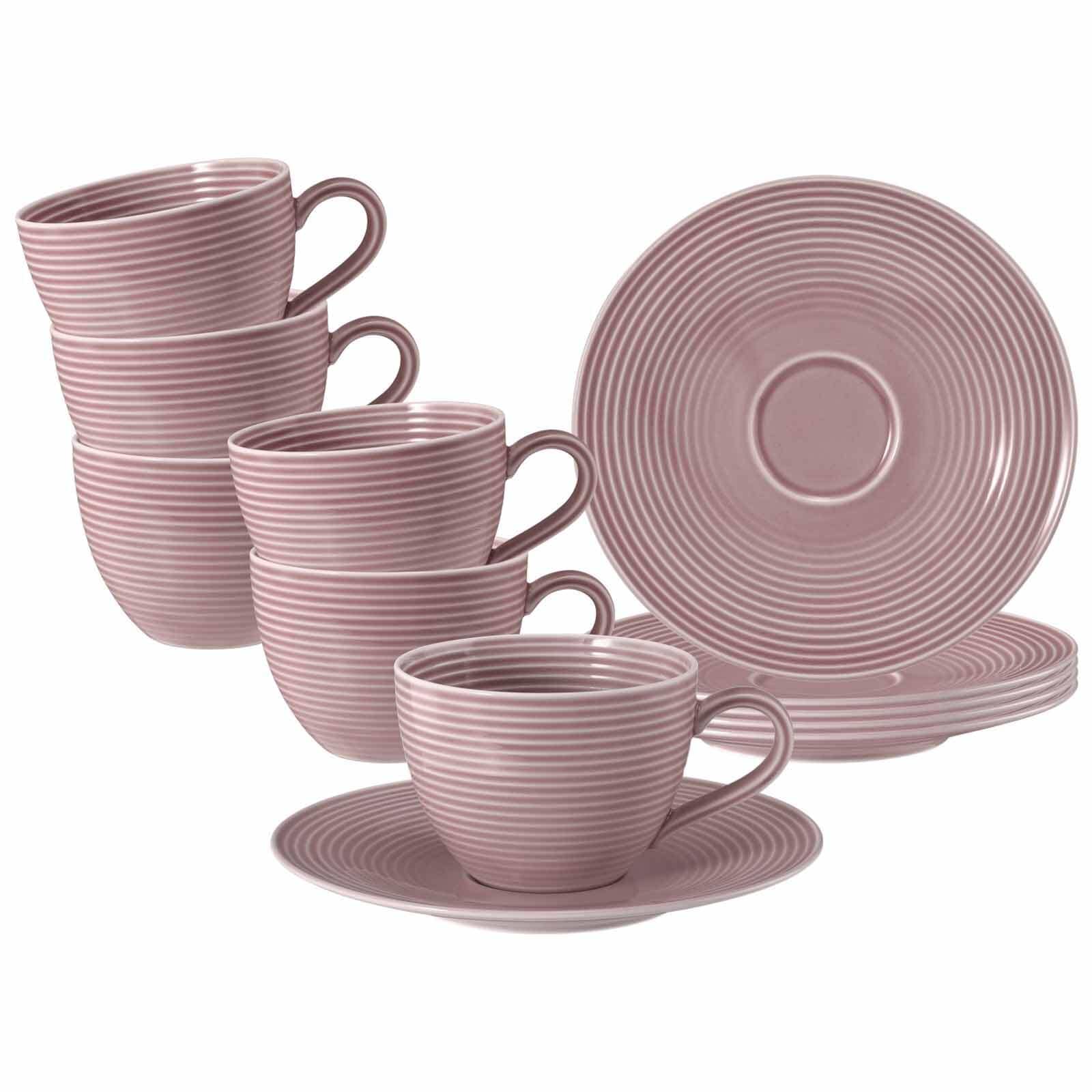 Seltmann Weiden Kaffeetassen mit Untertassen Beat Color Glaze 260 ml 6er Set 