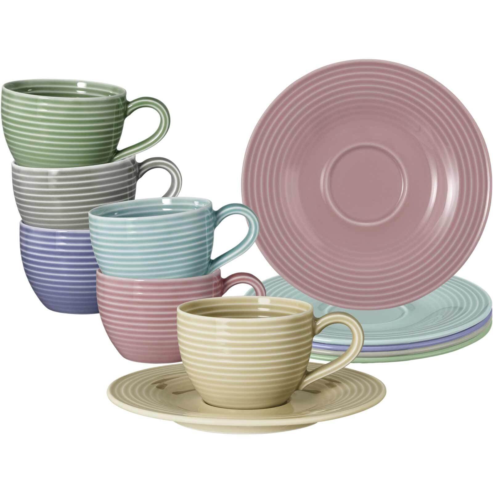 Espressotassen mit Untertassen Beat Color Glaze  6er Set